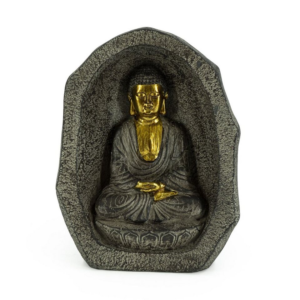 Rivanto Buddhafigur (1 St), Sitzende Buddha Statue in Steinhöhle, Höhe 28.5  cm
