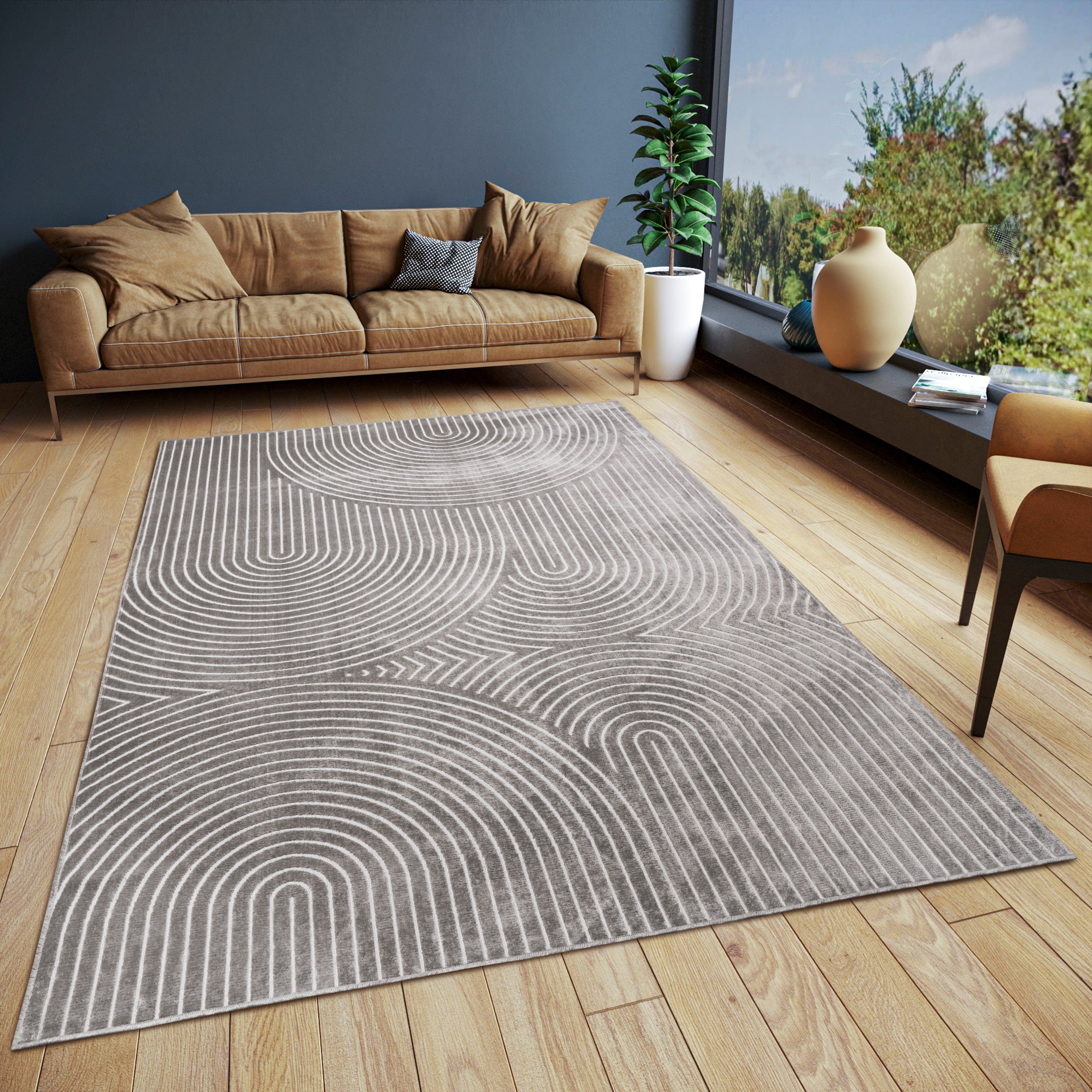 Teppich Faron, HANSE Home, rechteckig, Höhe: 3 mm, leichter 3 mm Kurzflor,  Skandi, Boho, 3D Effekt, Wohnzimmer