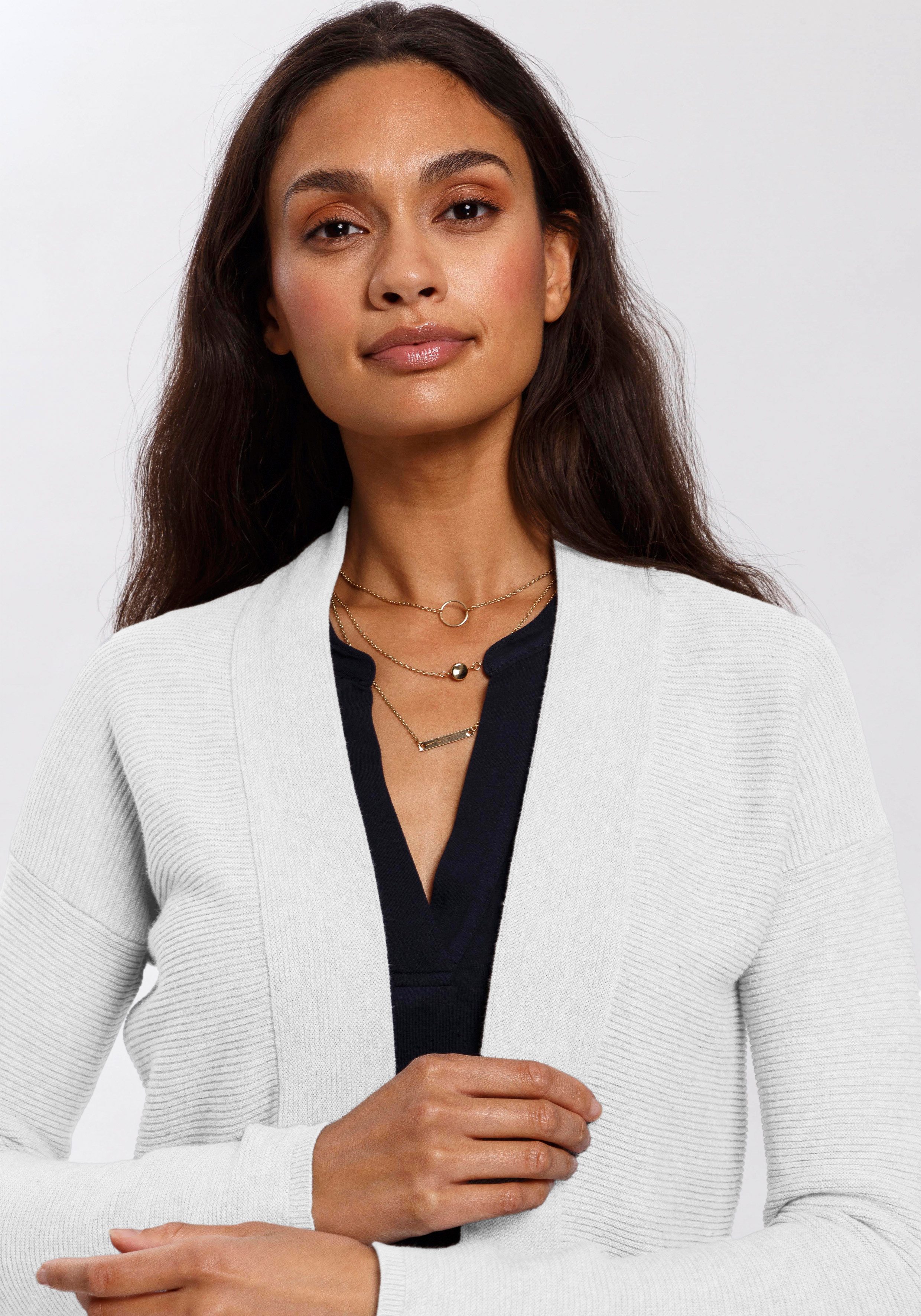 TOM TAILOR Longstrickjacke aus Rippstrick mit aufgesetzten Taschen