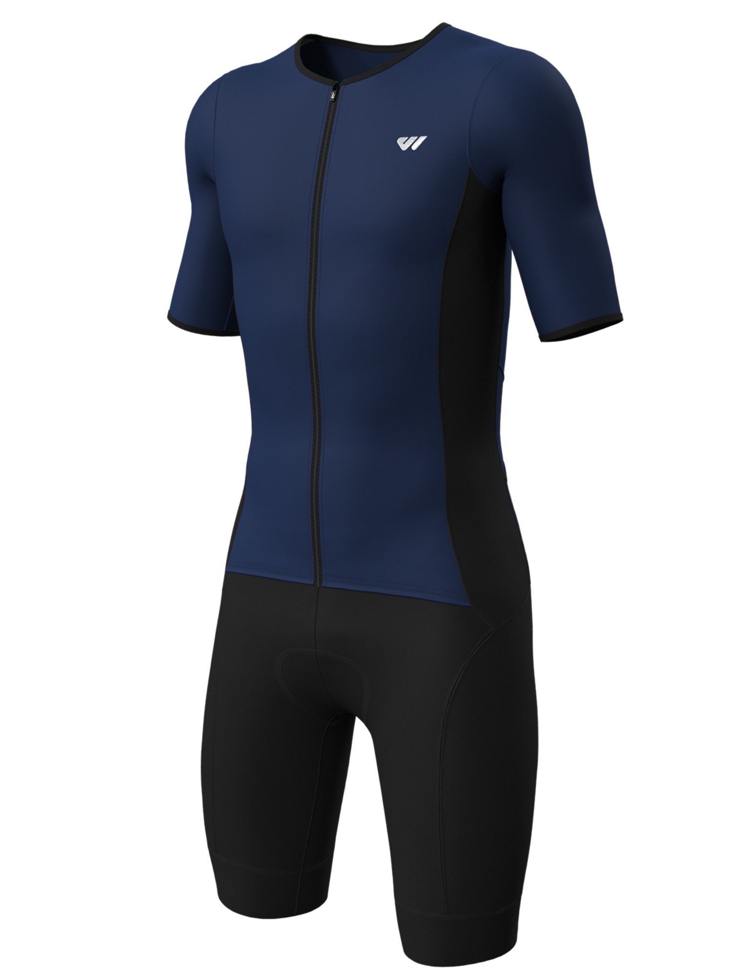 Wulibike Trainingsanzug Herren-Triathlonanzug Kurzarm Einteiler mit Sitzpolster, atmungsaktiv (Einteilig, 1-tlg), aerodynamischer Trainingsanzug für Radsport Laufen Schwimmen