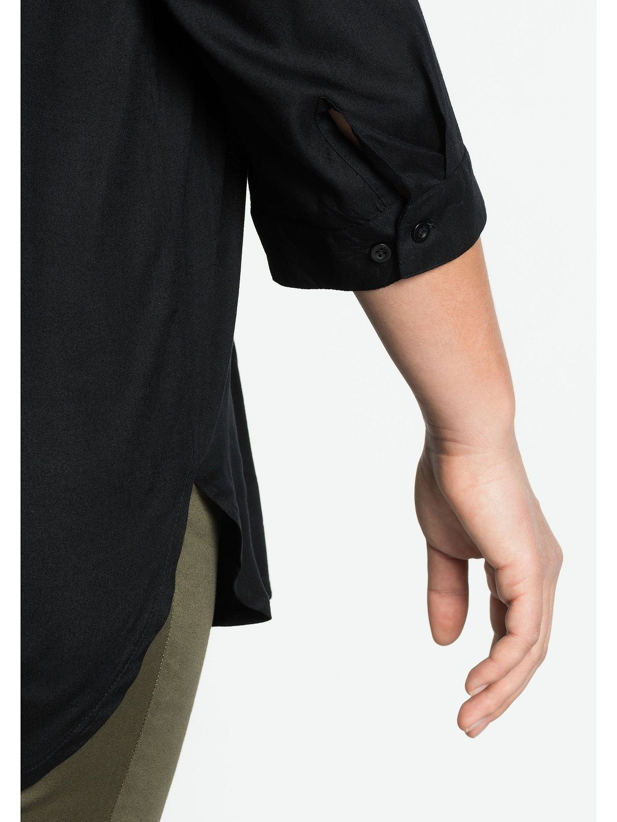 Sheego Tunika Große Größen aus Viskose-Qualität schwarz fließender
