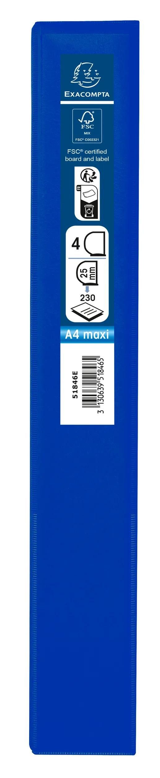 EXACOMPTA Ringbuchmappe 10x Ringbuch PP 4Ring 25mm D Rücken 47mm A4 Maxi Blau 51846BE, Personalisierbar Ringbücher