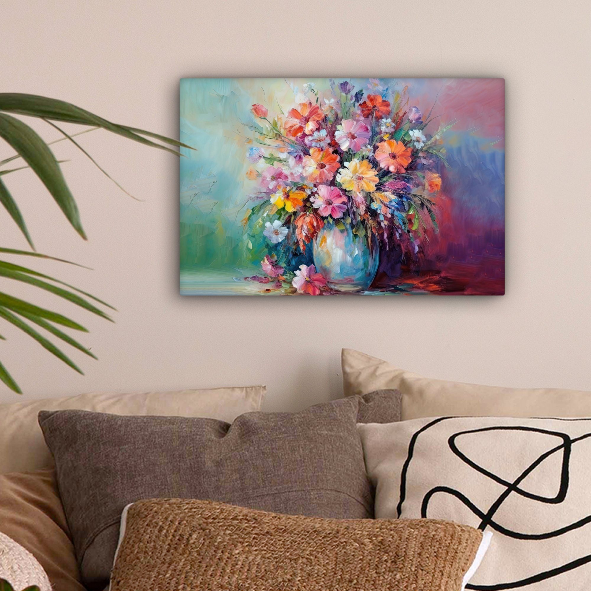 OneMillionCanvasses® Leinwandbild Blumen - Kunst - Malerei - Frühling - Blu günstig online kaufen