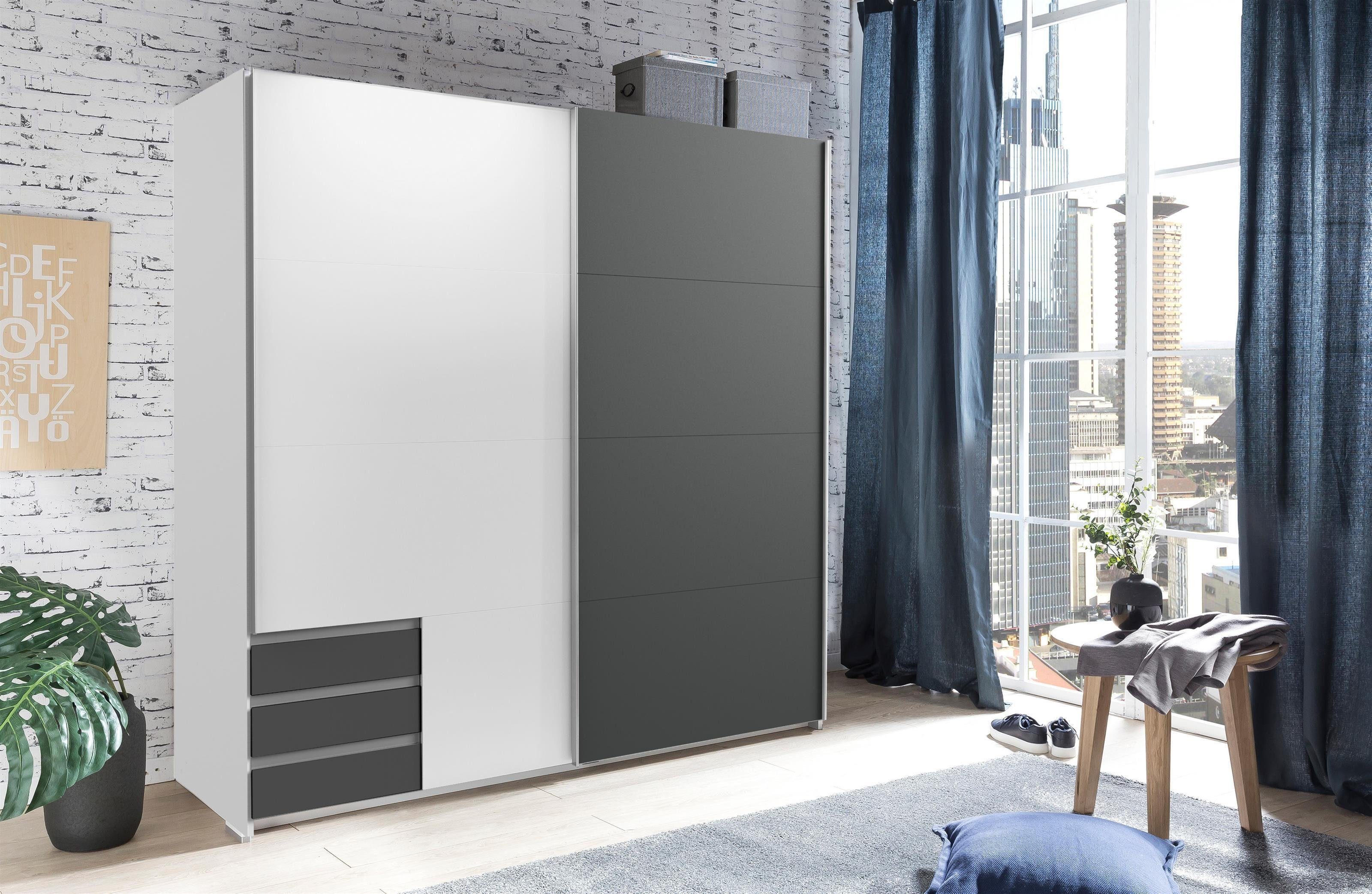 möbelando Schwebetürenschrank Eugenio 180 x 198 x 64 cm (B/H/T)