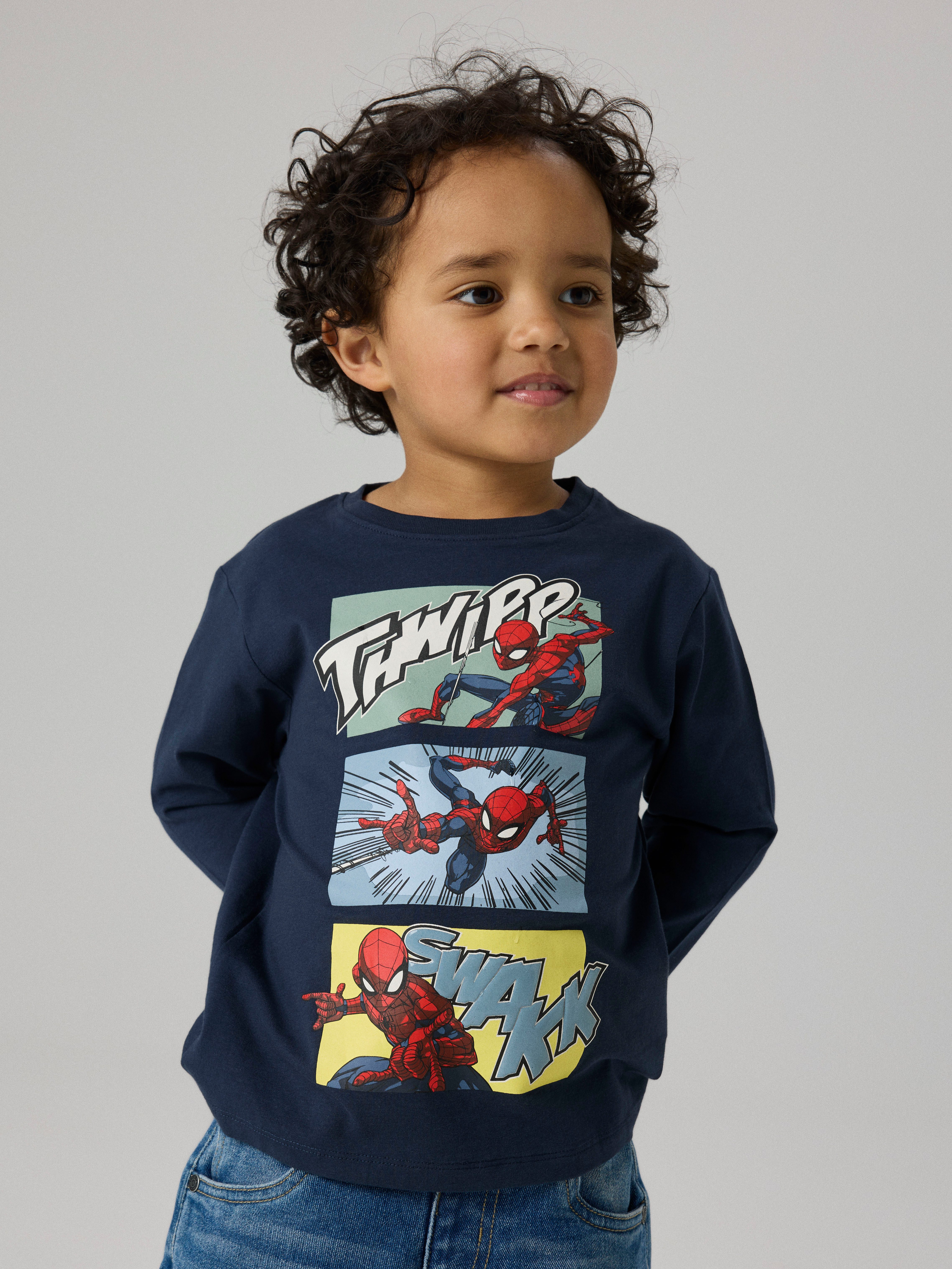 Name It T-Shirt NMMJARL SPIDER LS NREG TOP NOOS MAR Baumwollmischung, regular fit