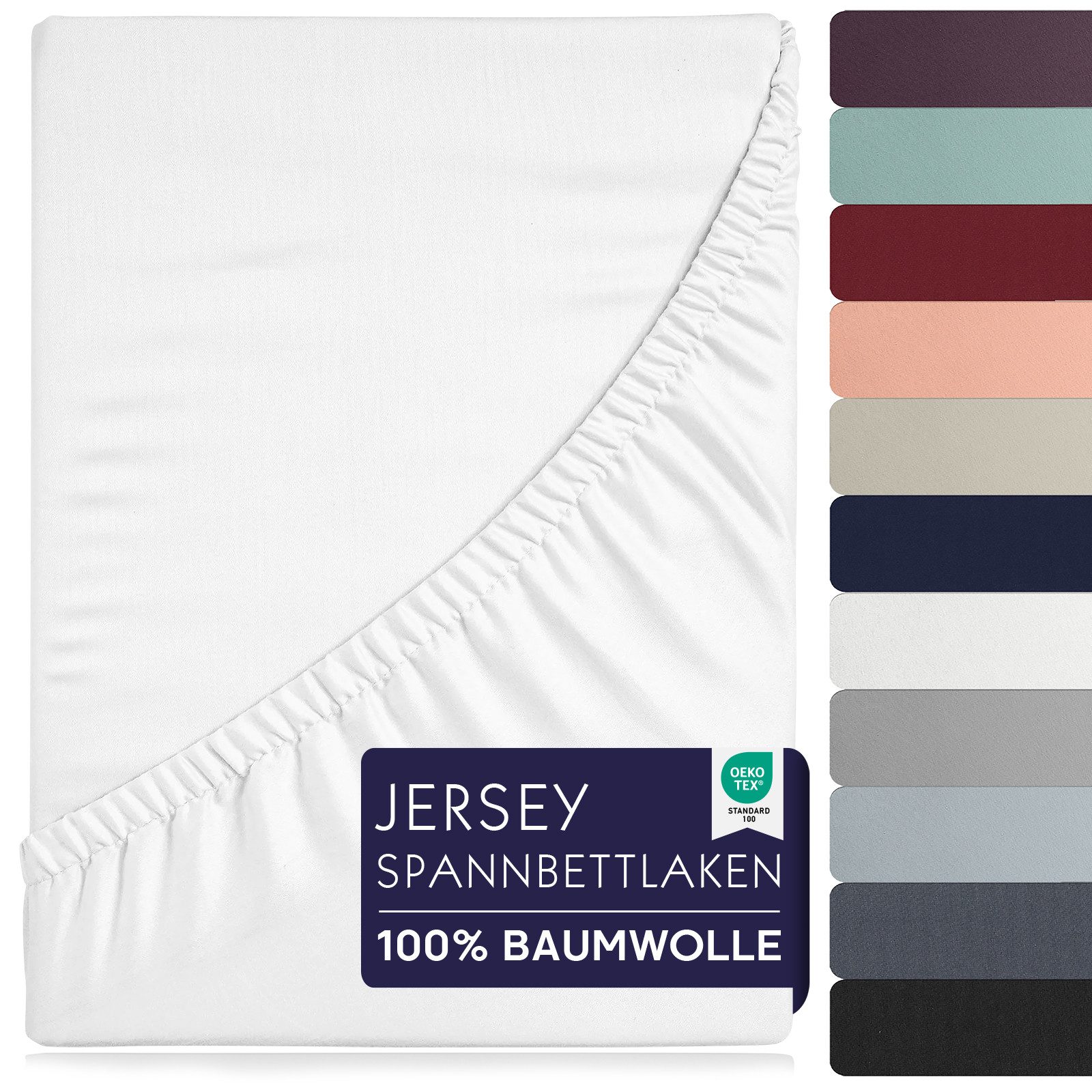 BRB HOME Spannbettlaken Spannbettlaken Jersey Baumwolle für Topper Boxspringbett, Baumwolle, Gummizug: Rundum, (1 Stück), Matratzen bis 27 cm Höhe, OEKO TEX Standard 100, Jersey Spannbetttuch