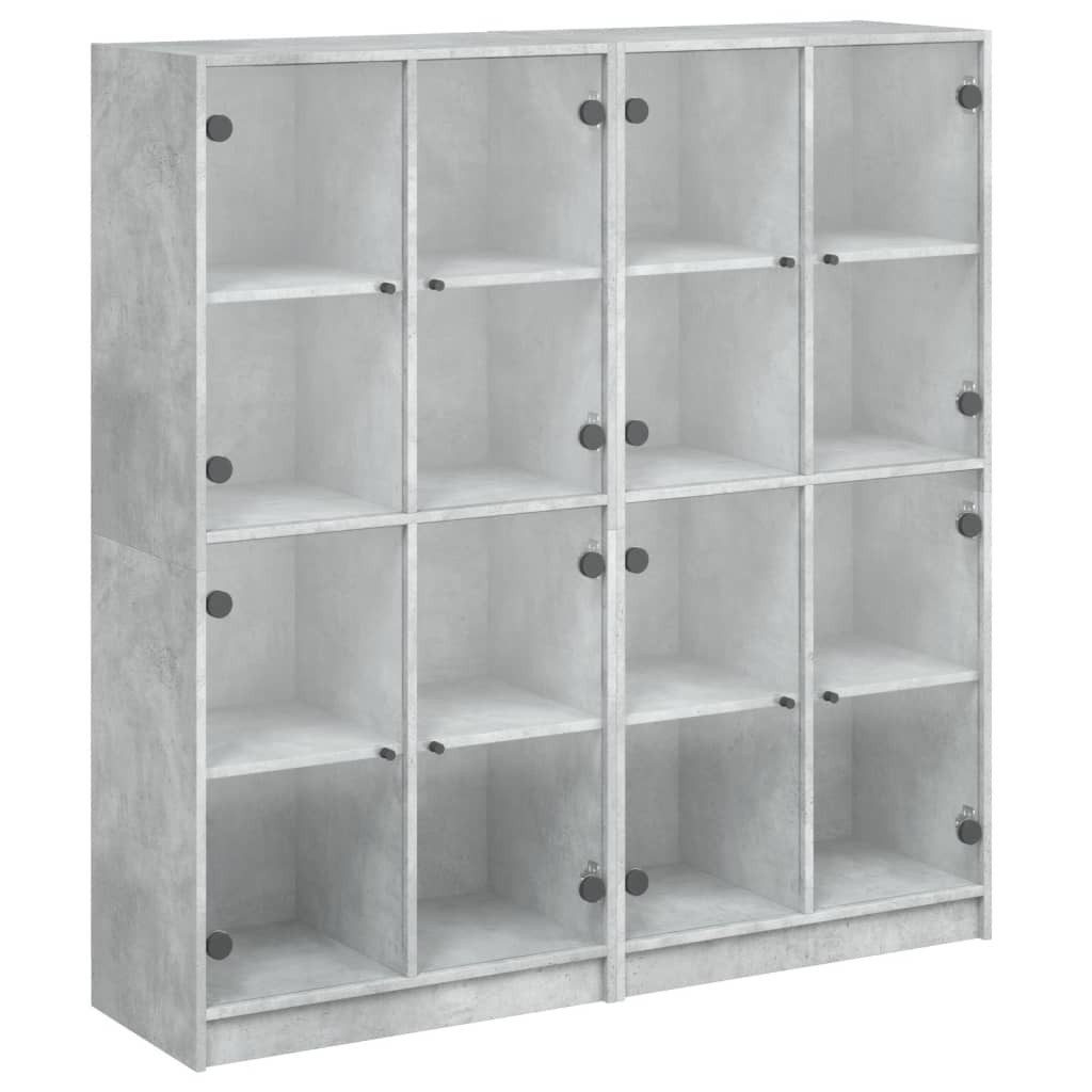 vidaXL Sideboard Bücherschrank mit Türen Betongrau 136x37x142 cm Holzwerkstoff