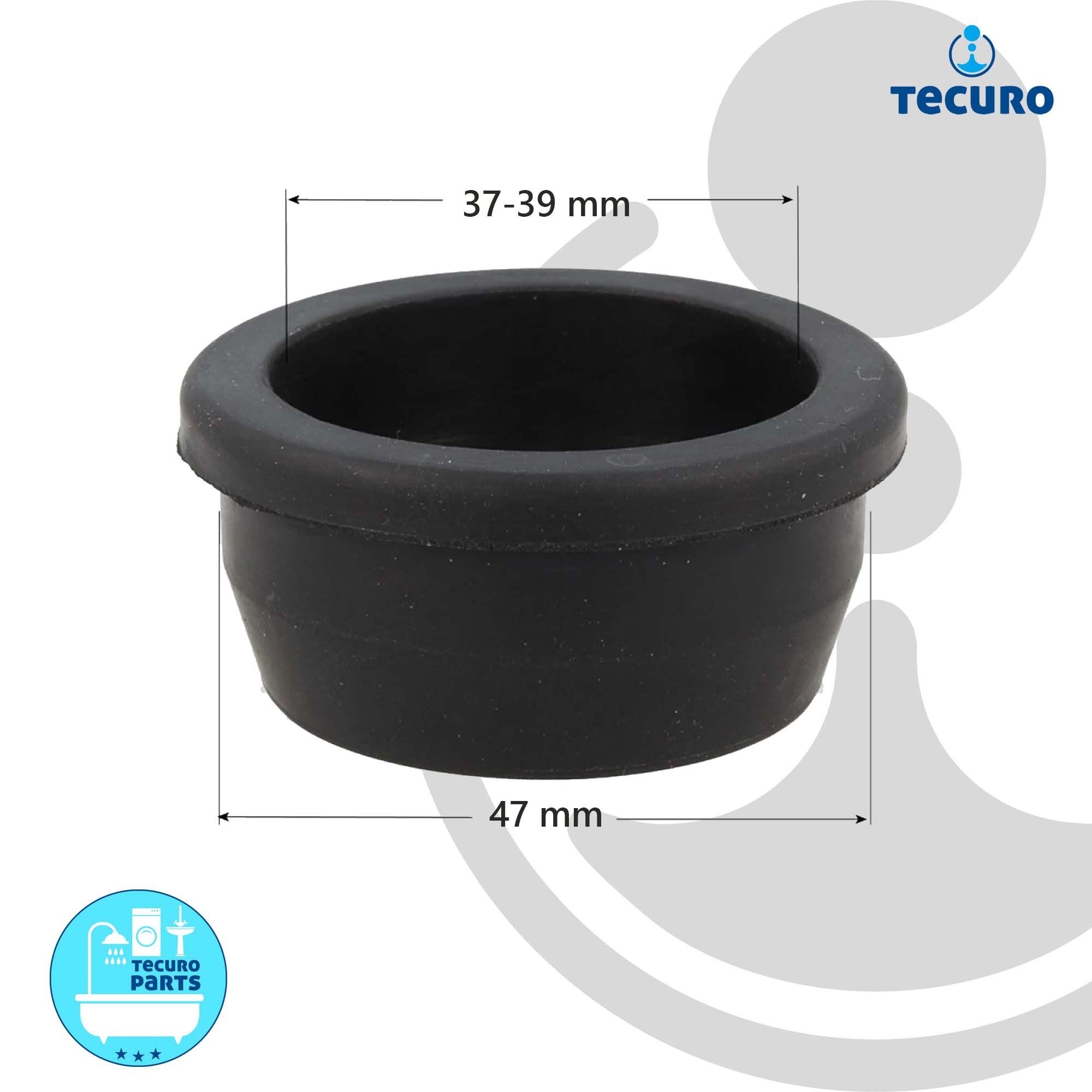 tecuro Ablaufrohr Gumminippel für Siphonbogen Außen Ø 47 mm x Innen Ø 37-39 mm