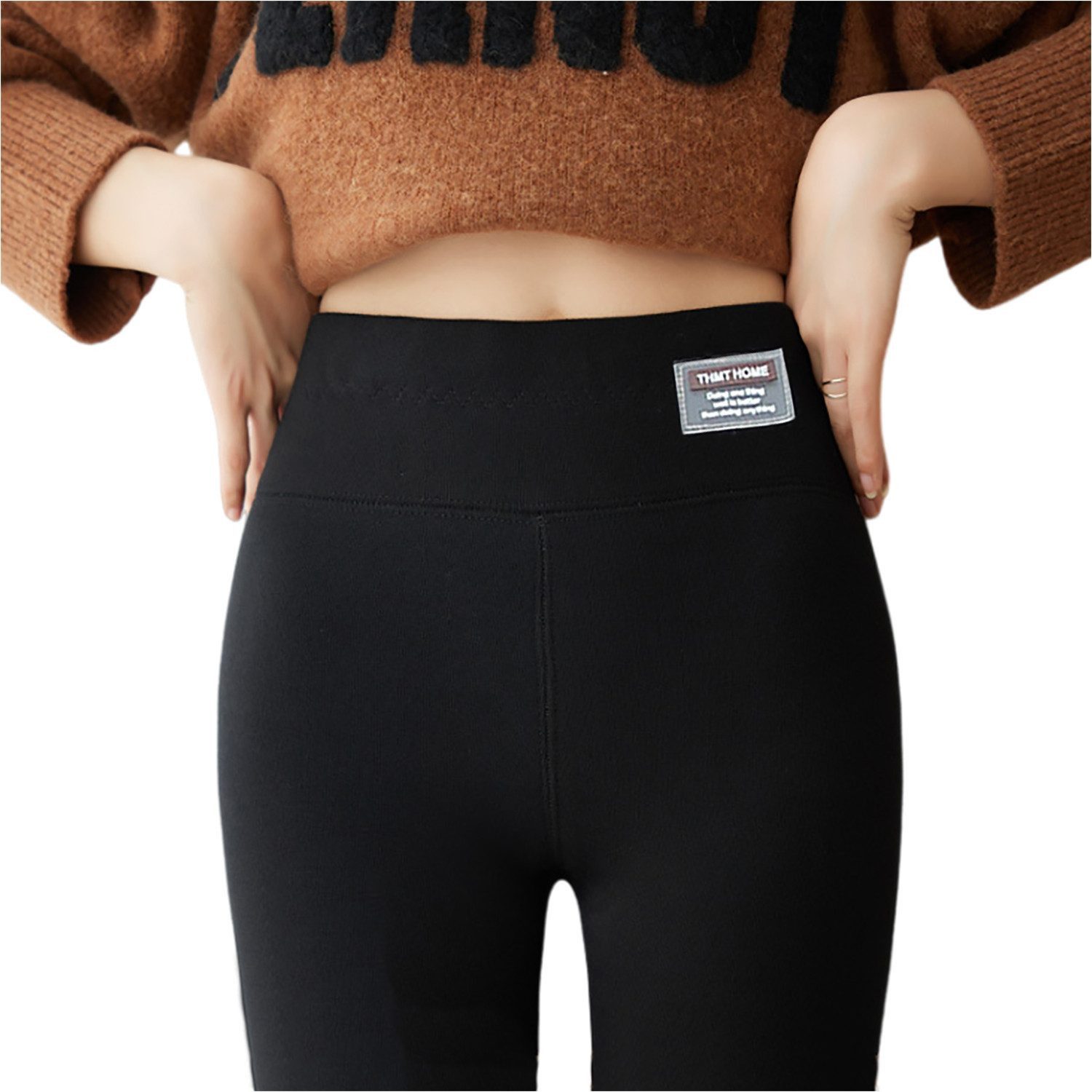 Refttenw Thermoleggings Verdickt Stretch-Hose Gefütterte Highwaist Damen Leggins mit Shaping Effekt, Geeignet für Höhe unter 168cm