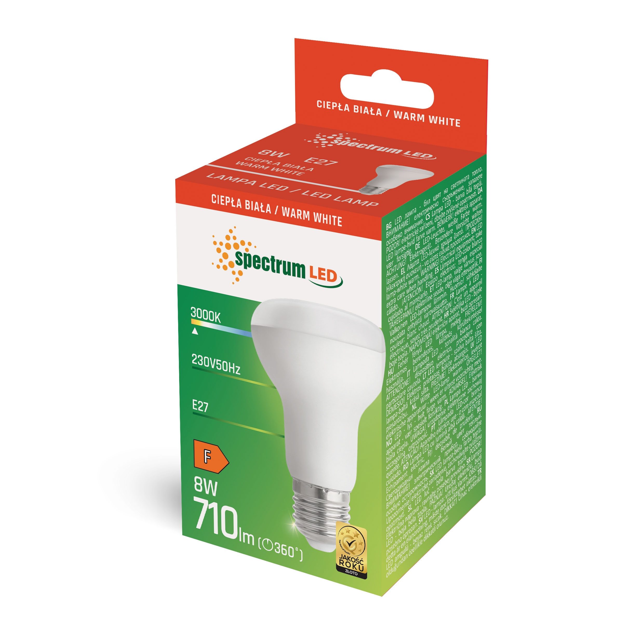 Spectrum LED-Leuchtmittel LED E27 R63 8W Pilzform 110° 680lm 230V Warmweiß günstig online kaufen