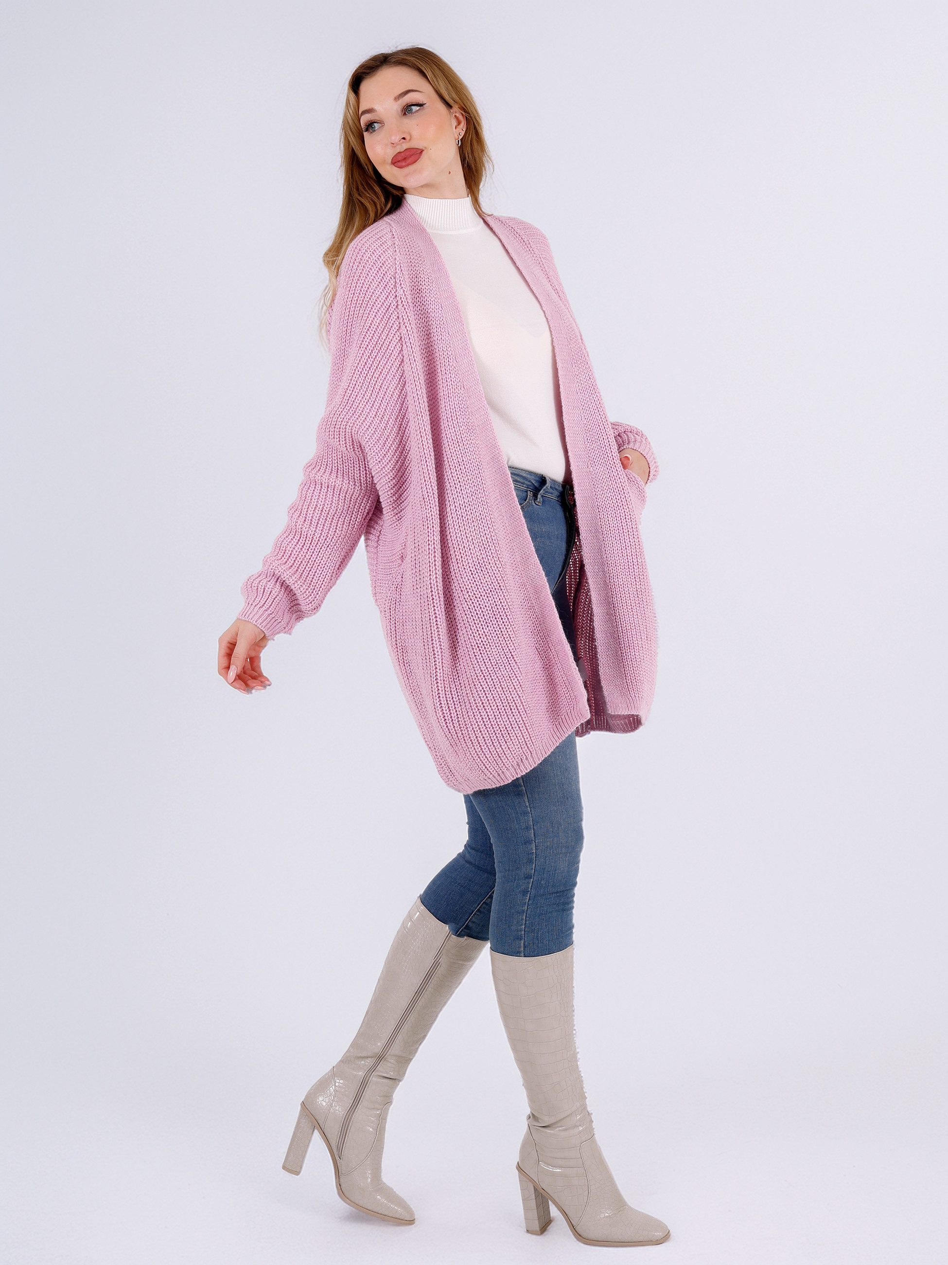 YC Fashion & Style Cardigan Grobstrick-Cardigan im Oversize-Look – One Size (36–52) (1-tlg) in Unifarbe