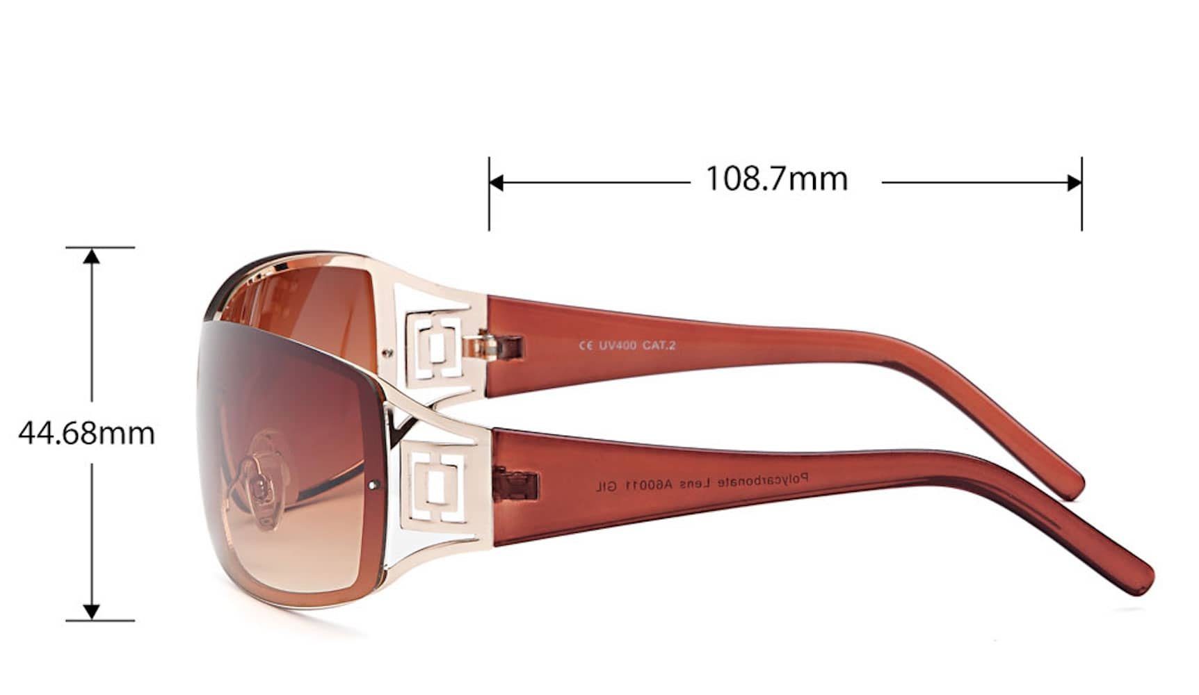 Braun Bügel Monoscheibensonnenbrille Sonnen verziertem (Packung, mit Oval Damen Eyewear Retro 1-St) BEZLIT Brille