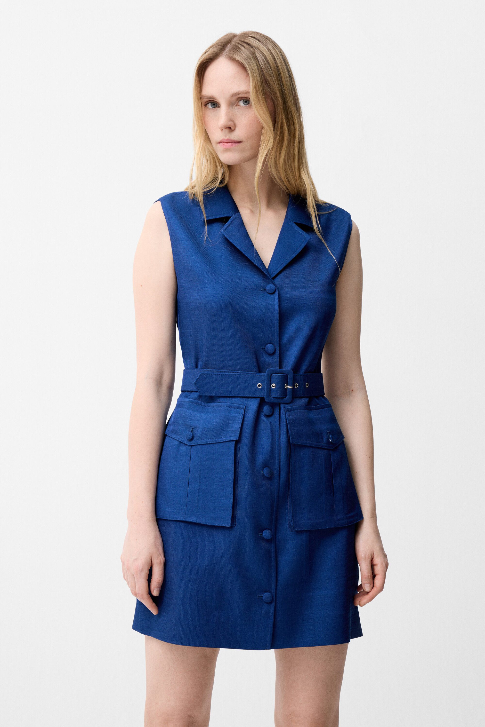 adL Hemdblusenkleid Kleid mit Gürtel und Taschendetail