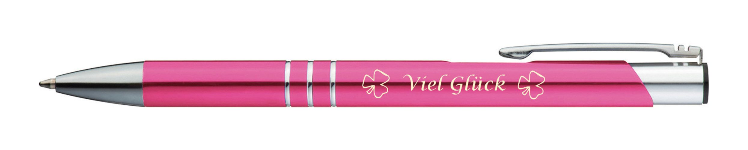 Livepac Office Kugelschreiber Kugelschreiber mit Gravur "Viel Glück" / aus Metall / Farbe: pink
