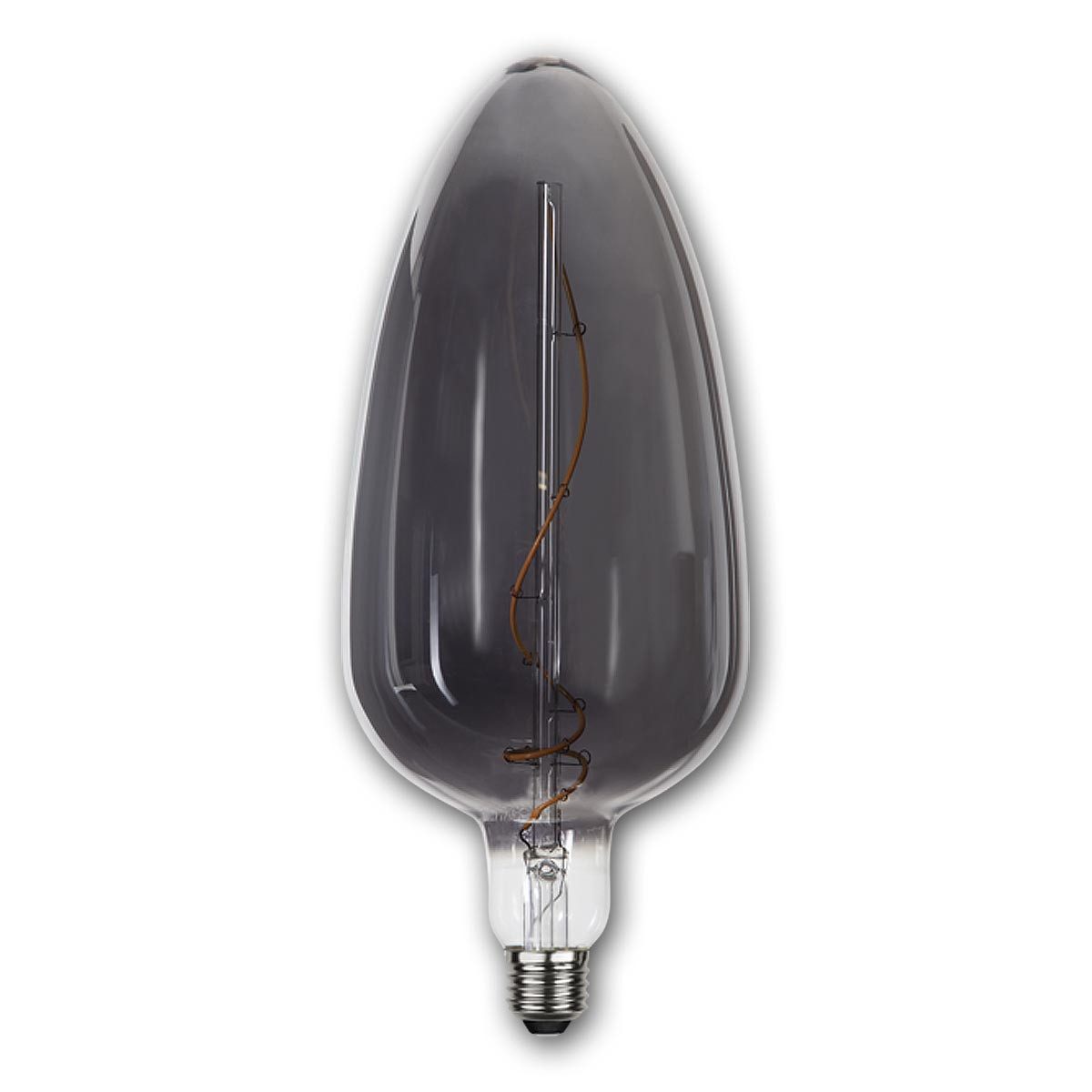 STAR TRADING LED-Leuchtmittel E27 Birne INDUSTRIAL-VINTAGE Rauchglas XL Kerze, warmweiß