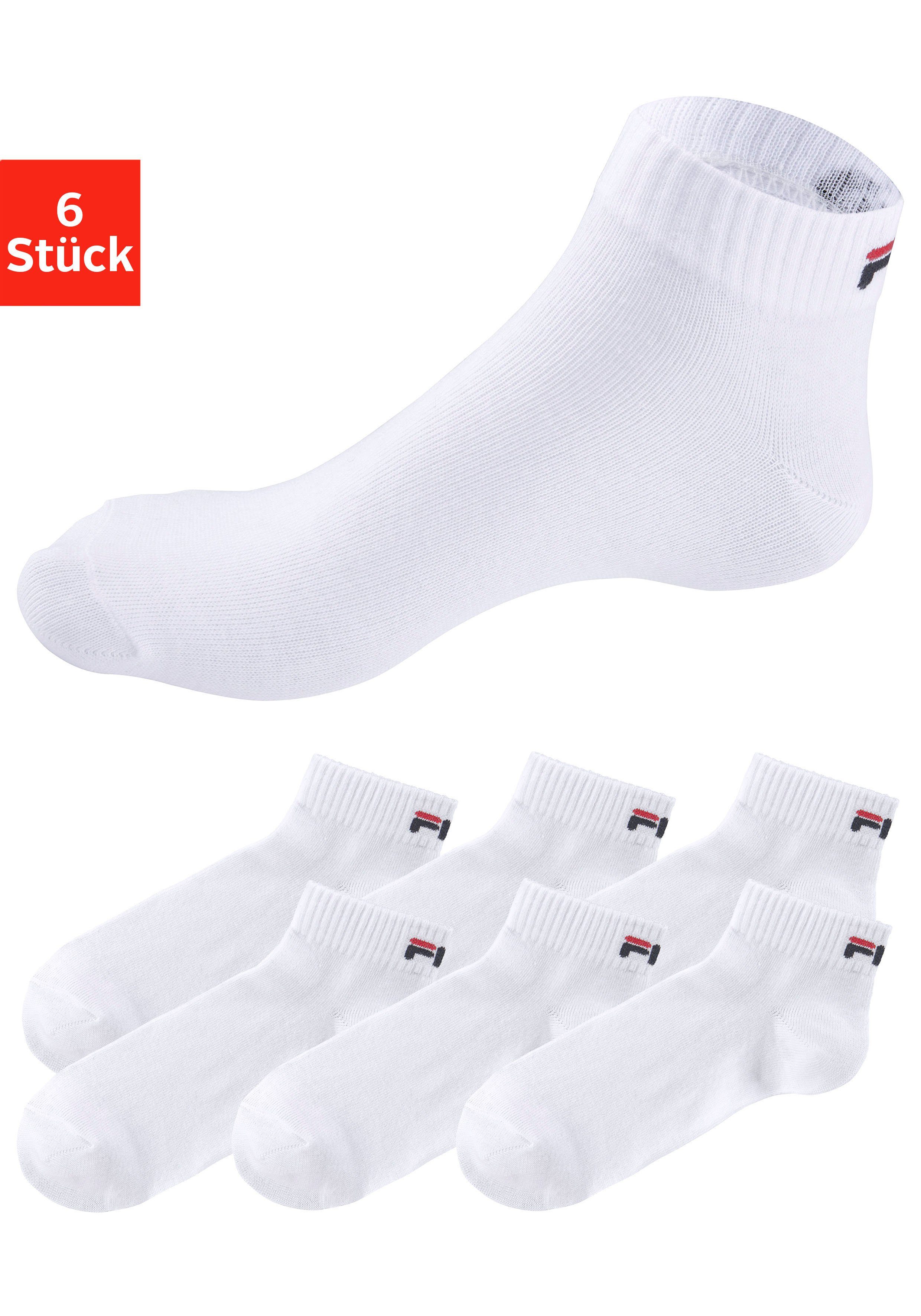 Fila Kurzsocken (6-Paar) mit eingestricktem Logo 6x weiß