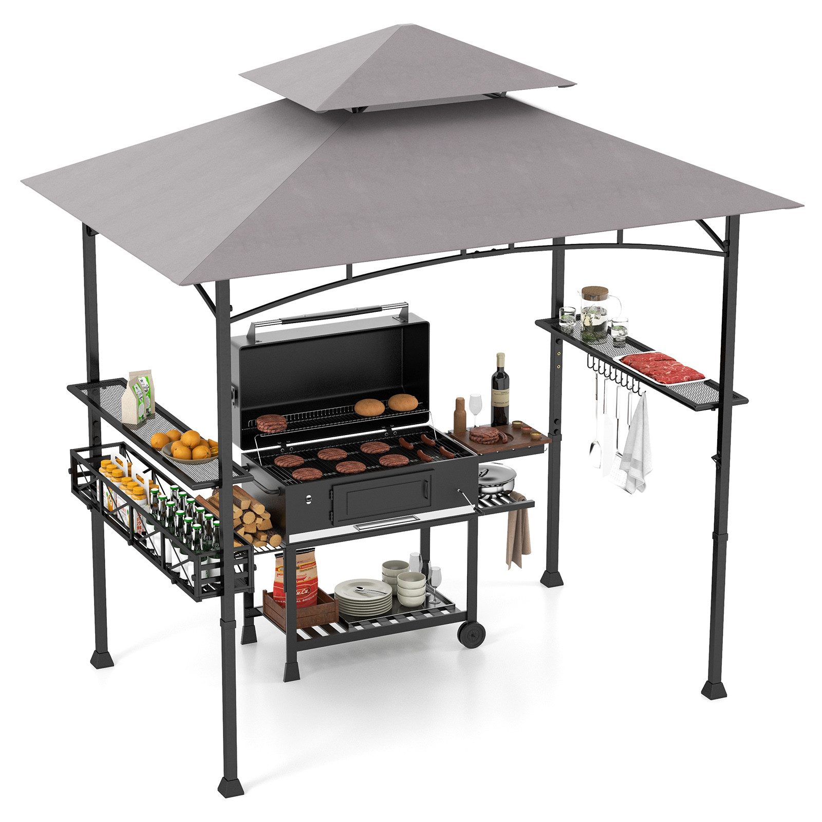 COSTWAY Grillpavillon, 242 x 153 x 250 cm BBQ Pavillon günstig online kaufen