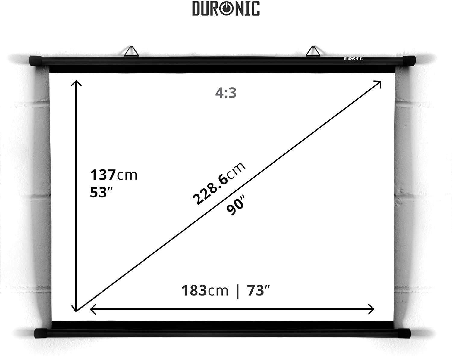 Duronic Leinwand, BPS90 Leinwand, 4:3 Hängeleinwand 90" Zoll 183 x 137 cm