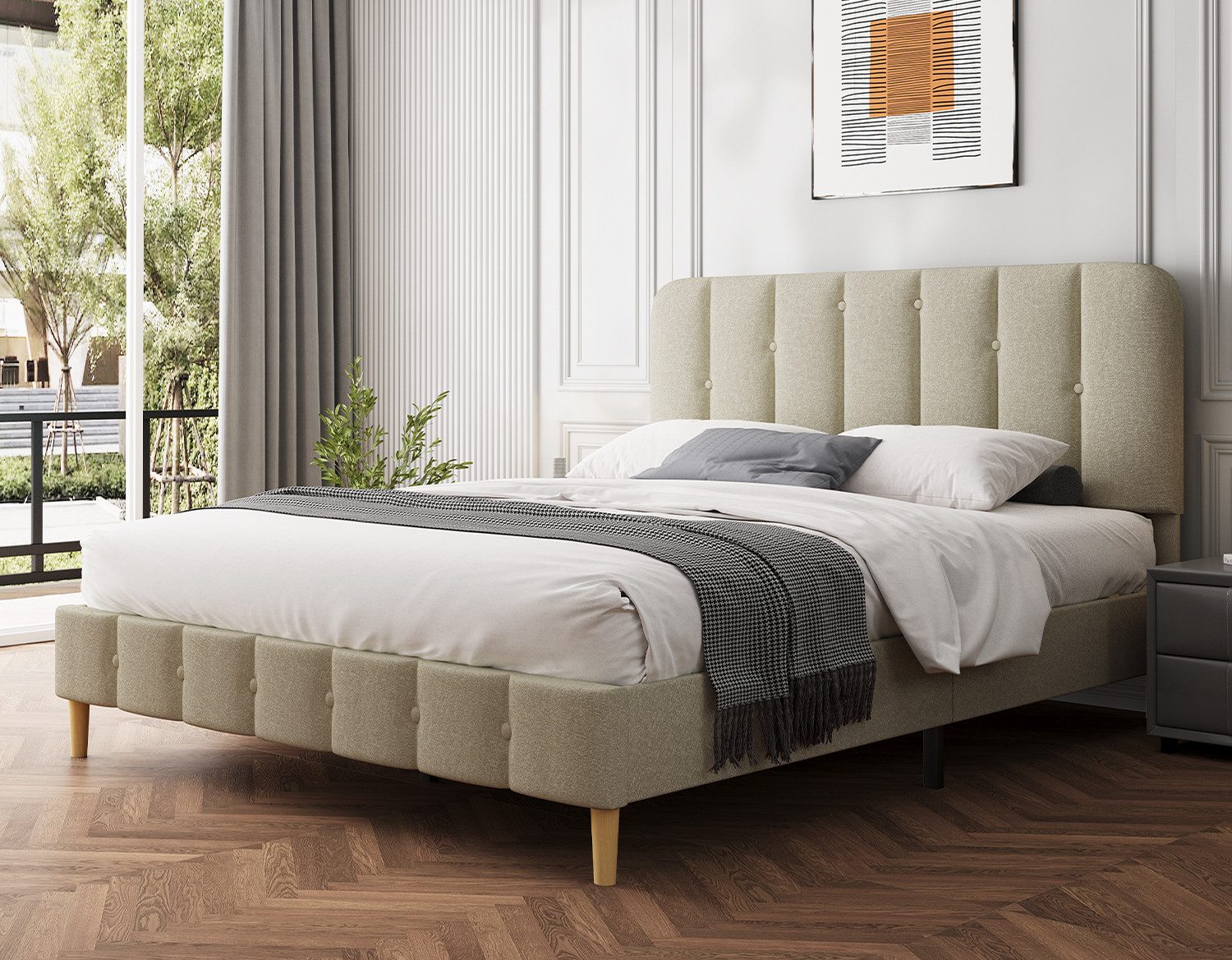 Lexzurn Polsterbett Polsterbett 140 x 200 cm mit Lattenrost, Doppelbett Bet günstig online kaufen