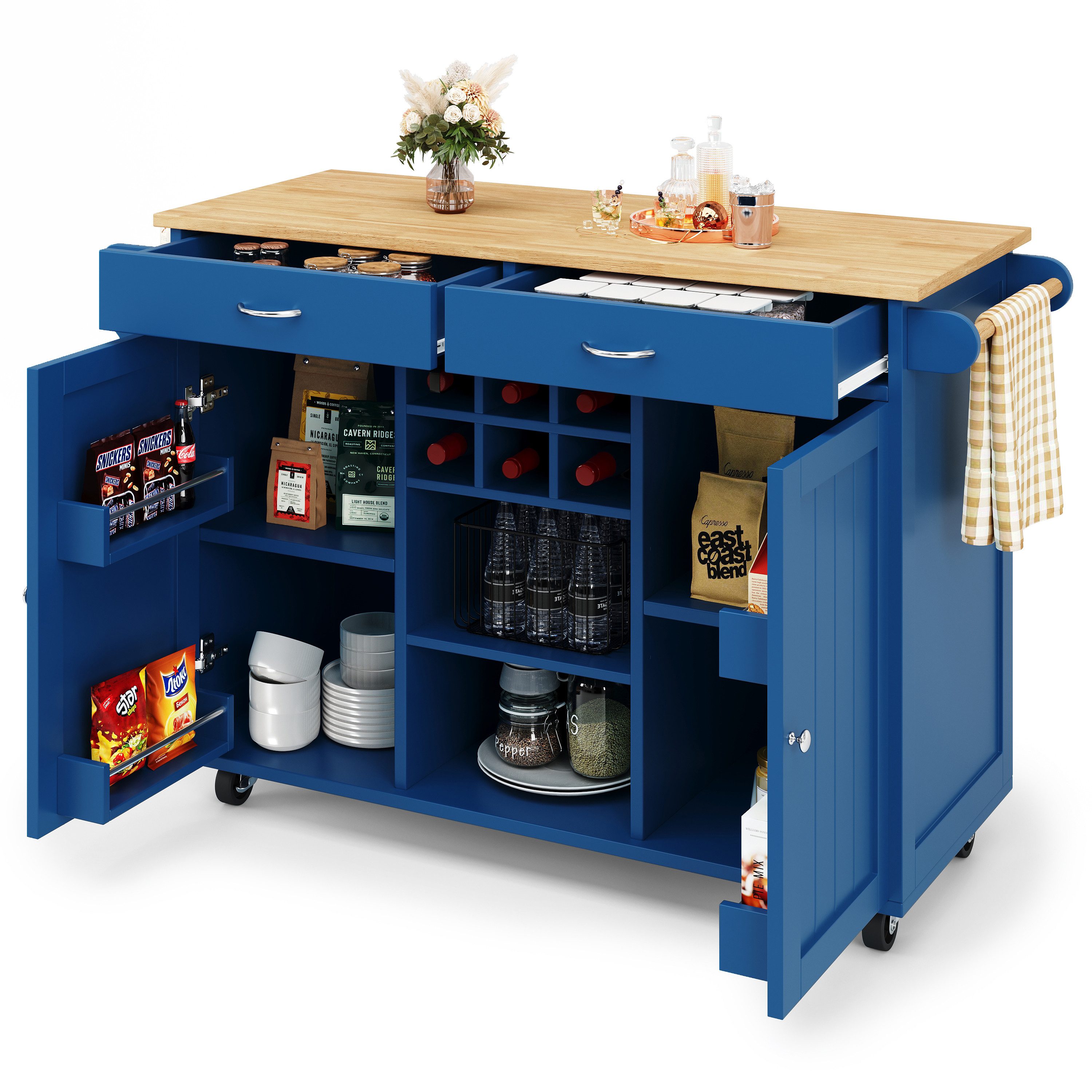 OKWISH Küchenwagen Multifunktionale Kücheninsel,Küchenregal Küchewagen Side günstig online kaufen