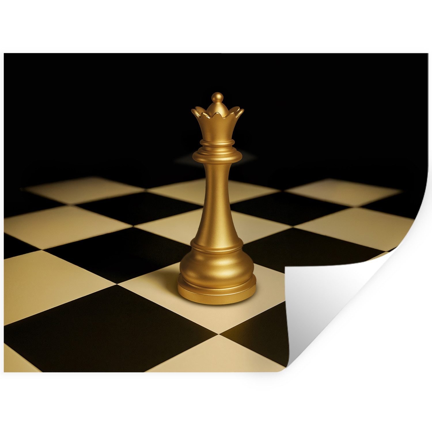 MuchoWow Wandsticker Dame - Schachfigur - Blockiert - Gold (1 St), Wanddeko, Aufkleber, Wandtattoo, 120x90 cm