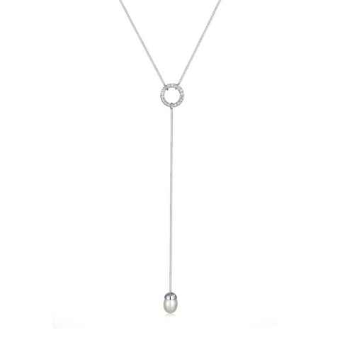 Elli Perlenkette Y-Kette Kristalle Perle 925 Silber