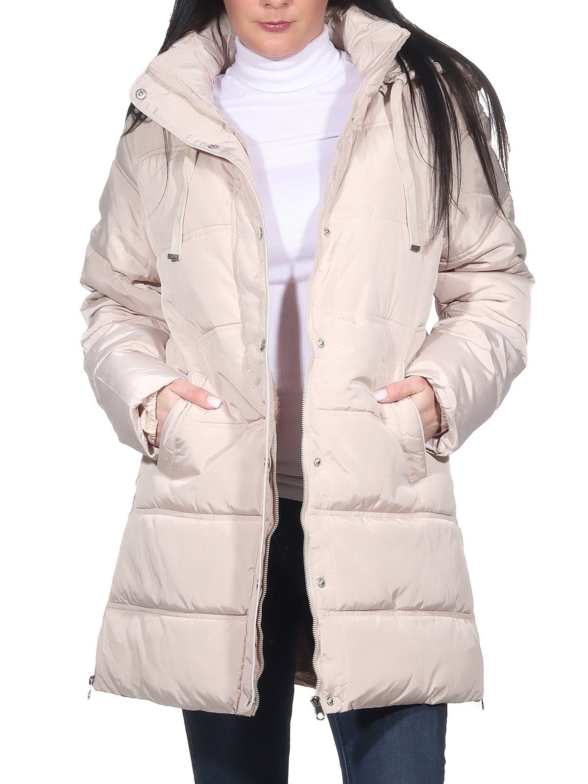 Aurela Damenmode Winterjacke »Steppjacke warme Winterjacke Damen Kurzmantel  Parka« (1-St) abnehmbare Kapuze, vollständig mit Teddyfell