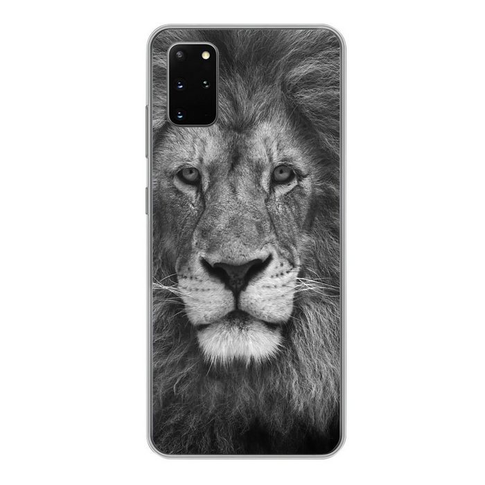MuchoWow Handyhülle Tierprofil Persischer Löwe in schwarz und weiß Phone Case Handyhülle Samsung Galaxy S20 Plus Silikon Schutzhülle