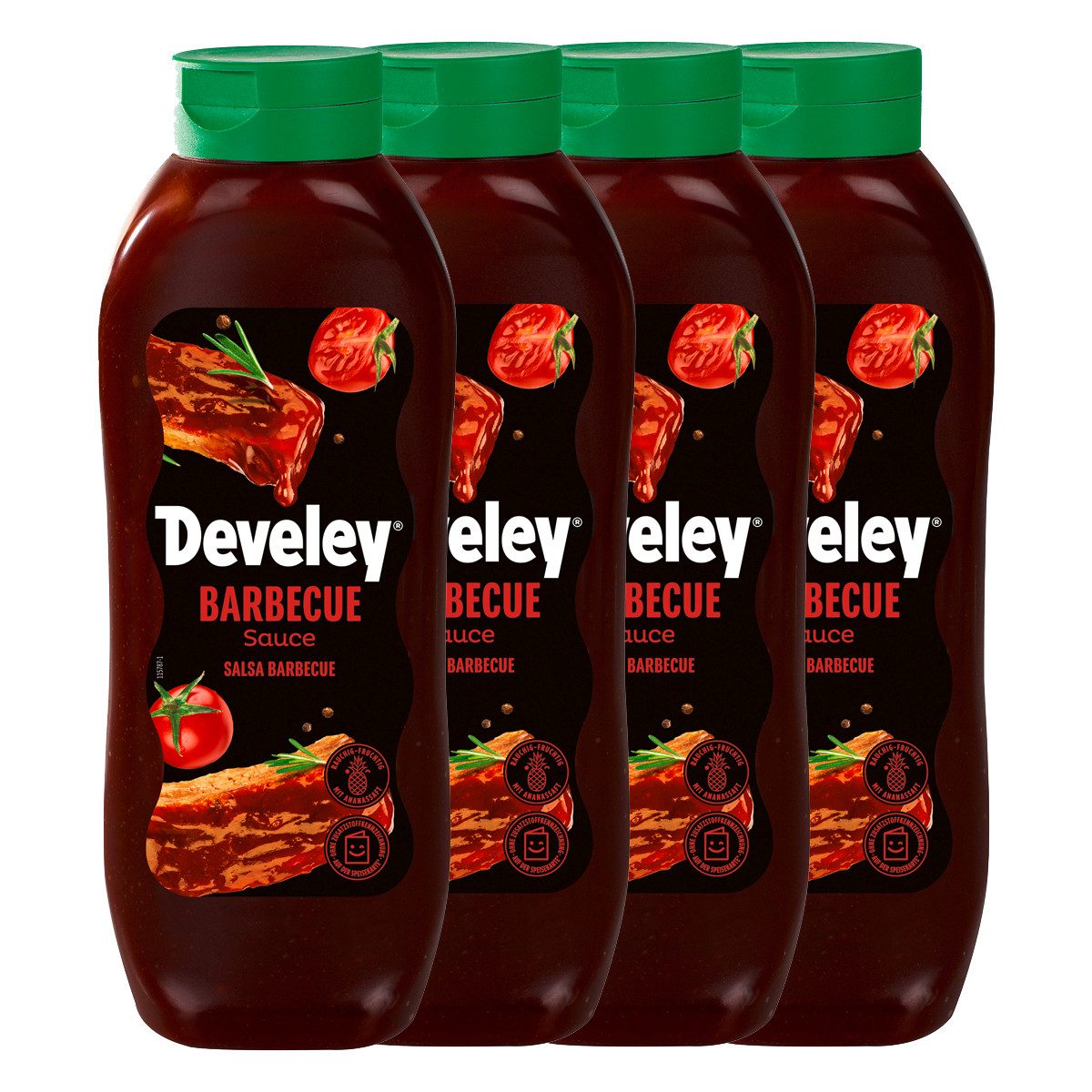 Develey Saucen, Develey Barbecue Sauce rauchig 4er Packung (4 x 875 ml) 3500 ml