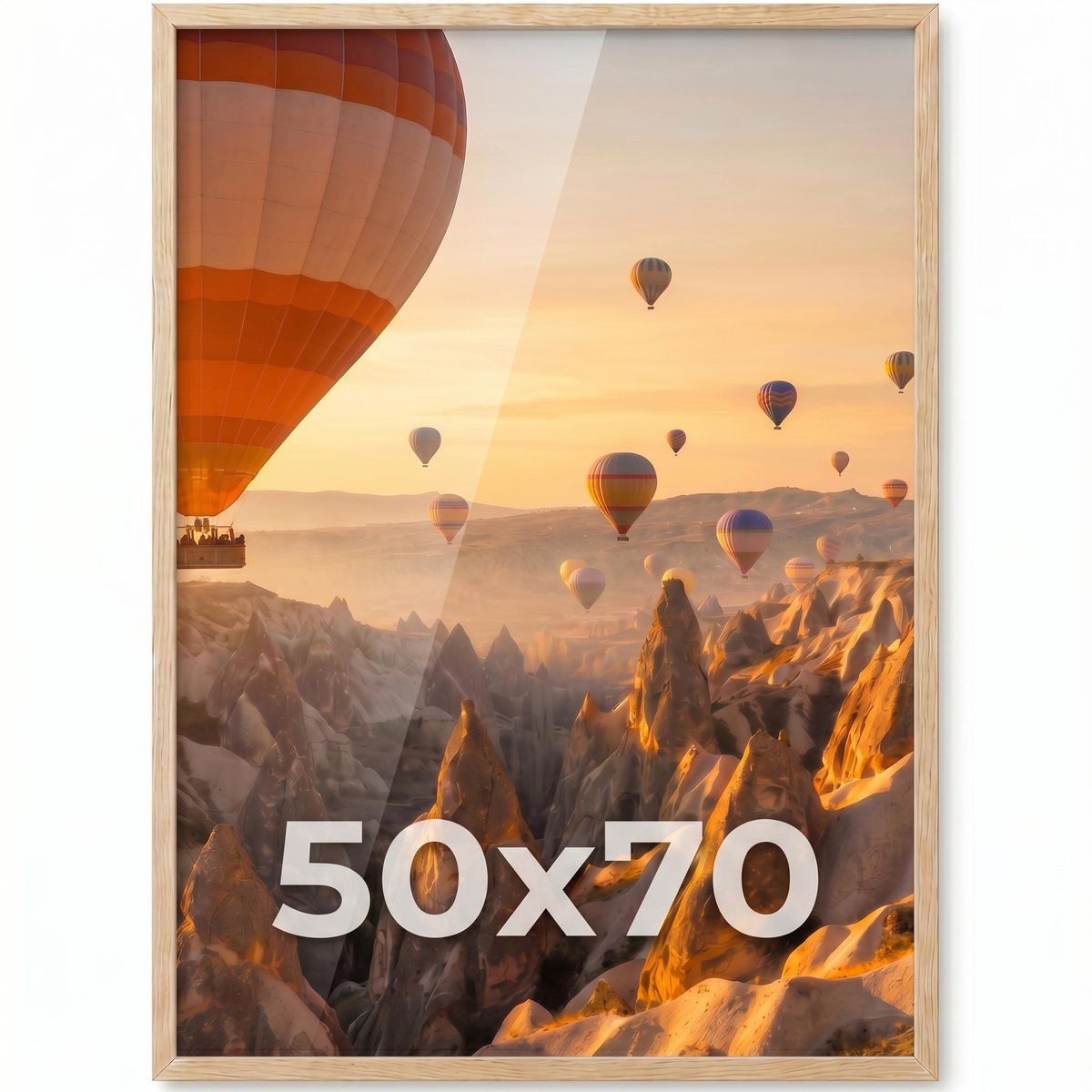 PHOTOLINI Bilderrahmen modern mit bruchsicherem Acrylglas, Holz MDF für Fotos & Poster, für 1 Bilder (1 Einzelrahmen), Posterrahmen 50x70 cm zum Aufhängen