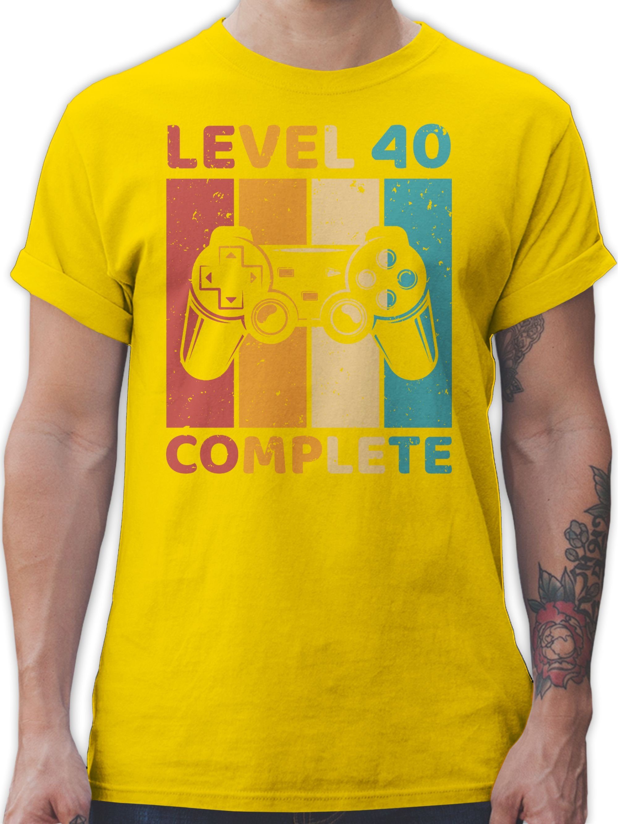 Shirtracer T-Shirt Level 40 Complete - Vierzig Freigeschalten Unlocked Completed - Zocker 40. Geburtstag 03 Gelb