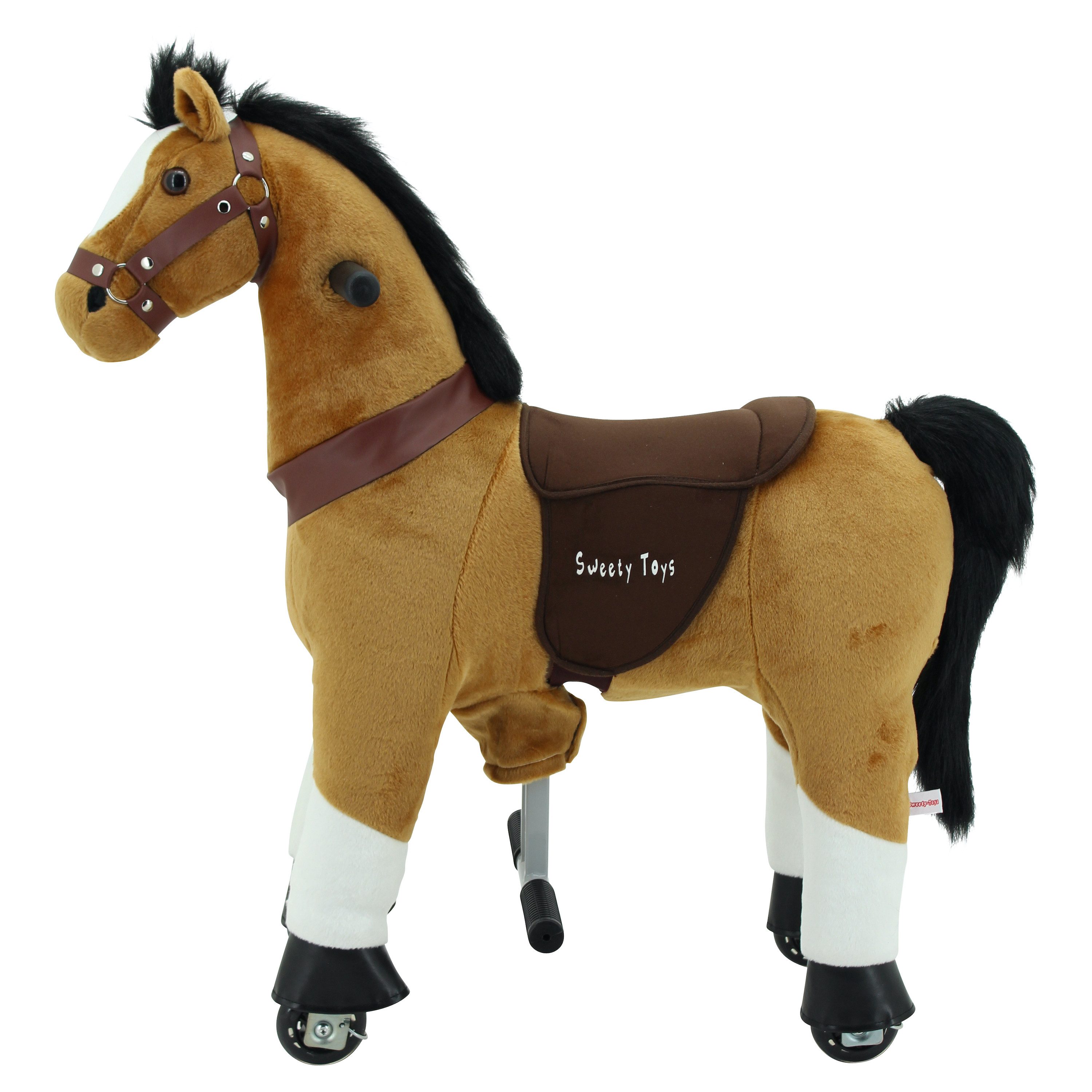 Sweety-Toys Reittier Sweety Toys 7356 Reitpferd BROWNIE auf Rollen für 3 bis 6 Jahre