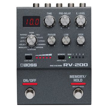 Boss by Roland Musikinstrumentenpedal RV-200 Reverb Pedal Hall-Effektgerät, (Kreativ-Bundle, mit Netzteil)