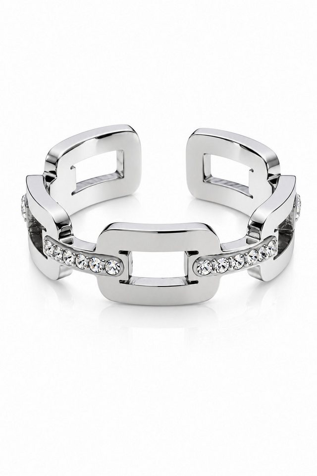 Brise Accessosres Fingerring Edelstahlring Damen verstellbar mit Strass geometrisches Design, Verstellbarer Edelstahlring mit geometrischem Design