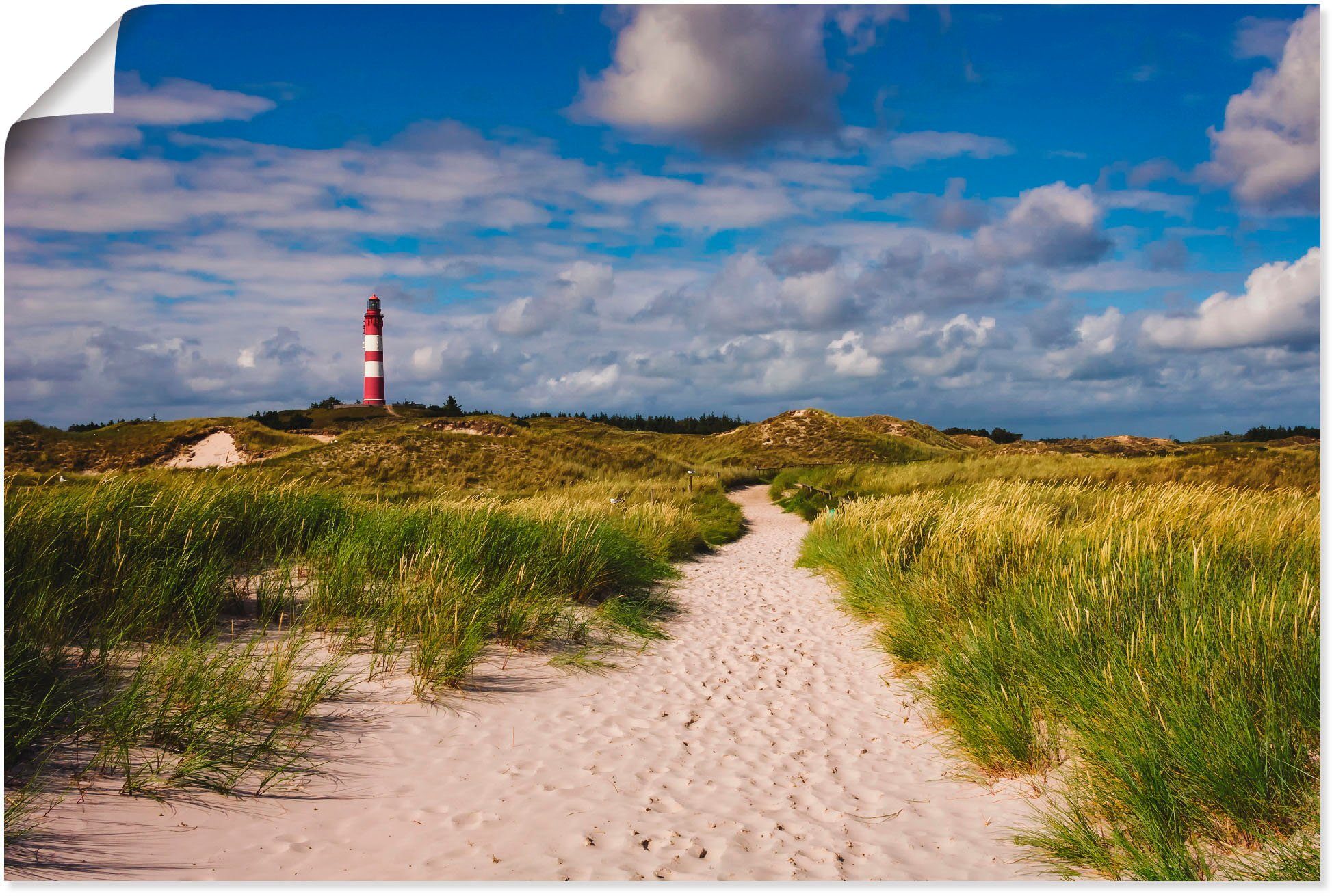 Artland Wandbild Strandweg zum Leuchtturm - Insel Amrum, Küste (1 St), als Alubild, Leinwandbild, Wandaufkleber oder Poster in versch. Größen