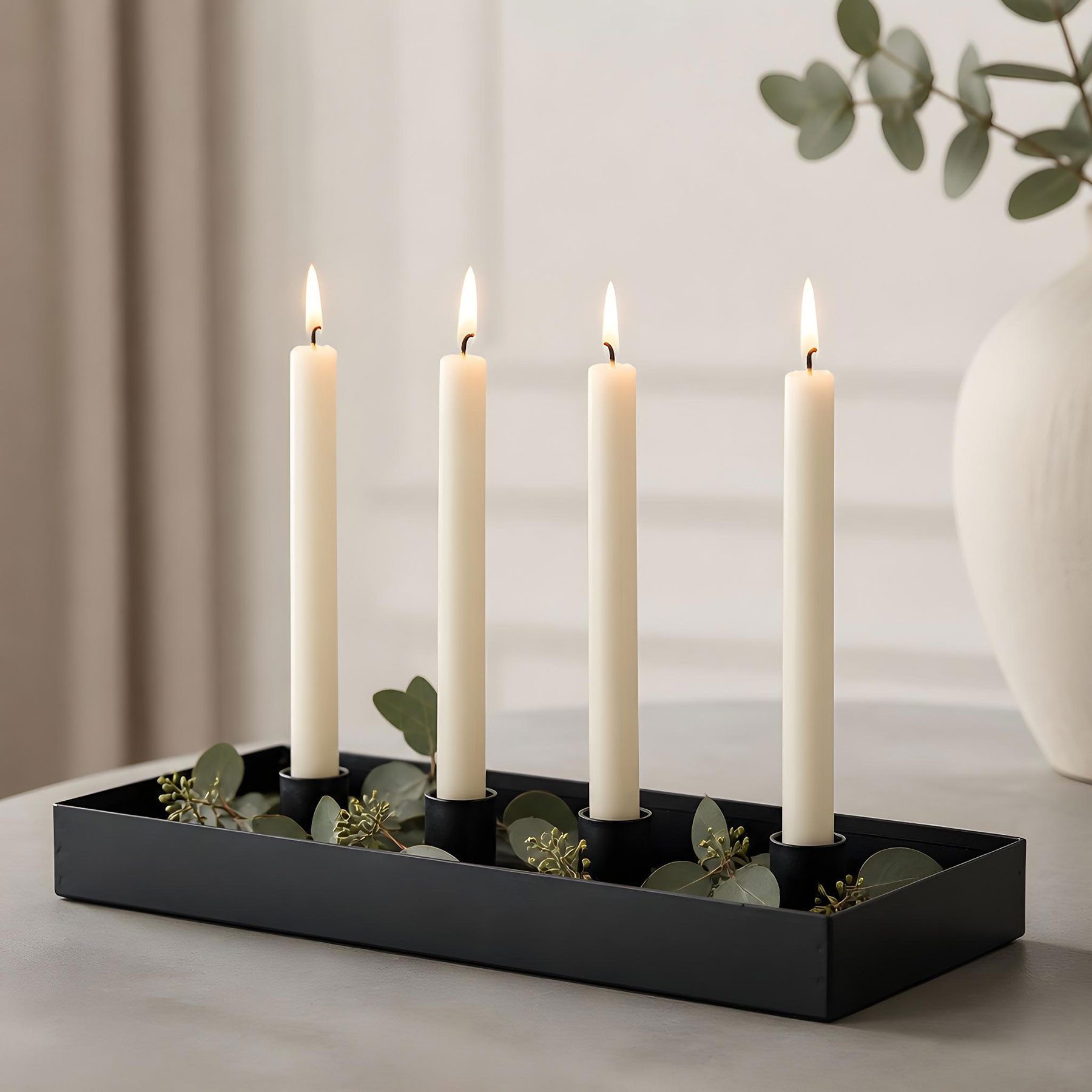 Levandeo® Tischkerzenhalter, Kerzenhalter Metall Schwarz Deko Kerzenständer Adventskranz