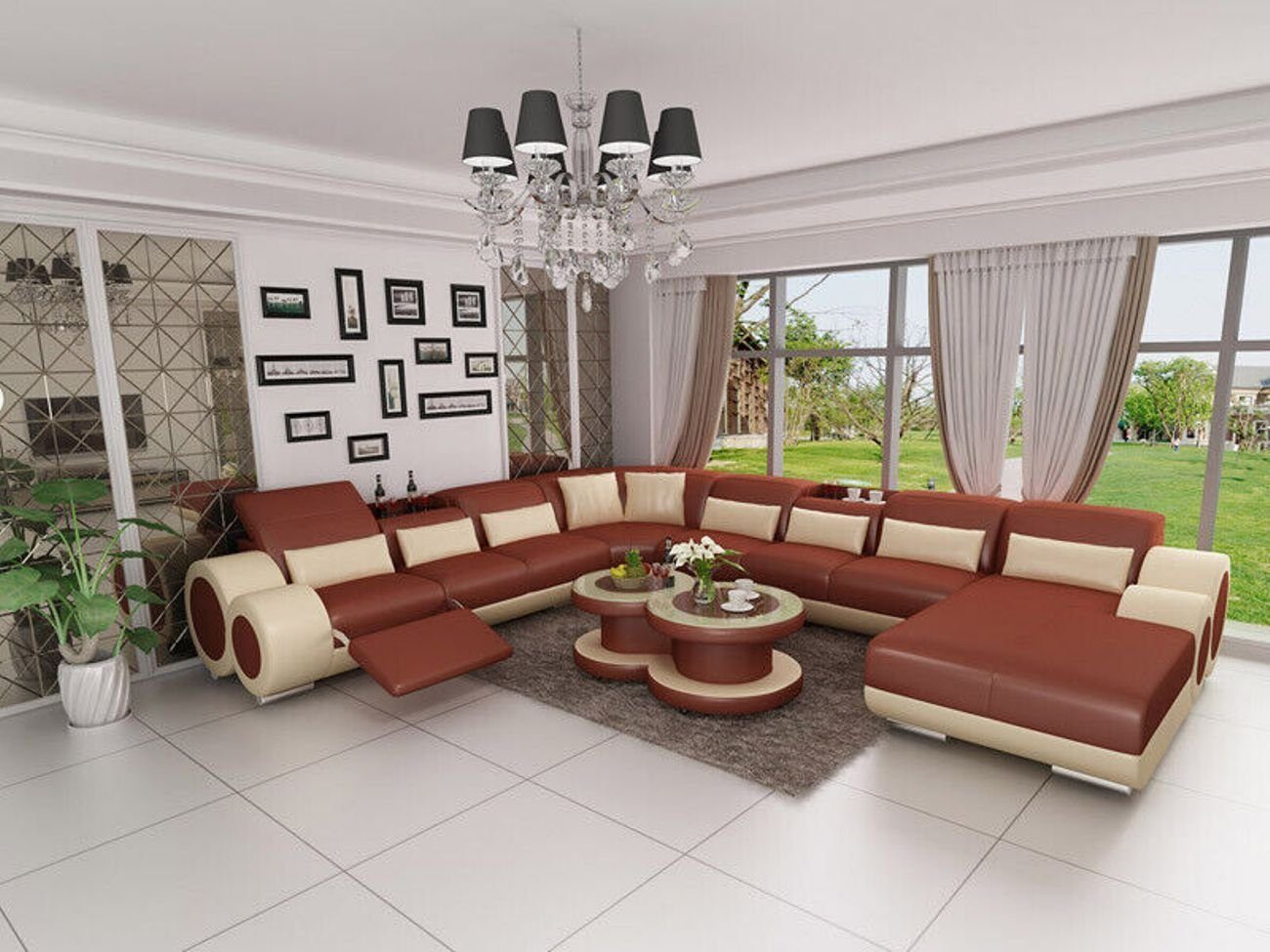 JVmoebel Ecksofa Couch Wohnlandschaft Ecksofa Eck Garnitur Design Modern Sofa mit USB Braun