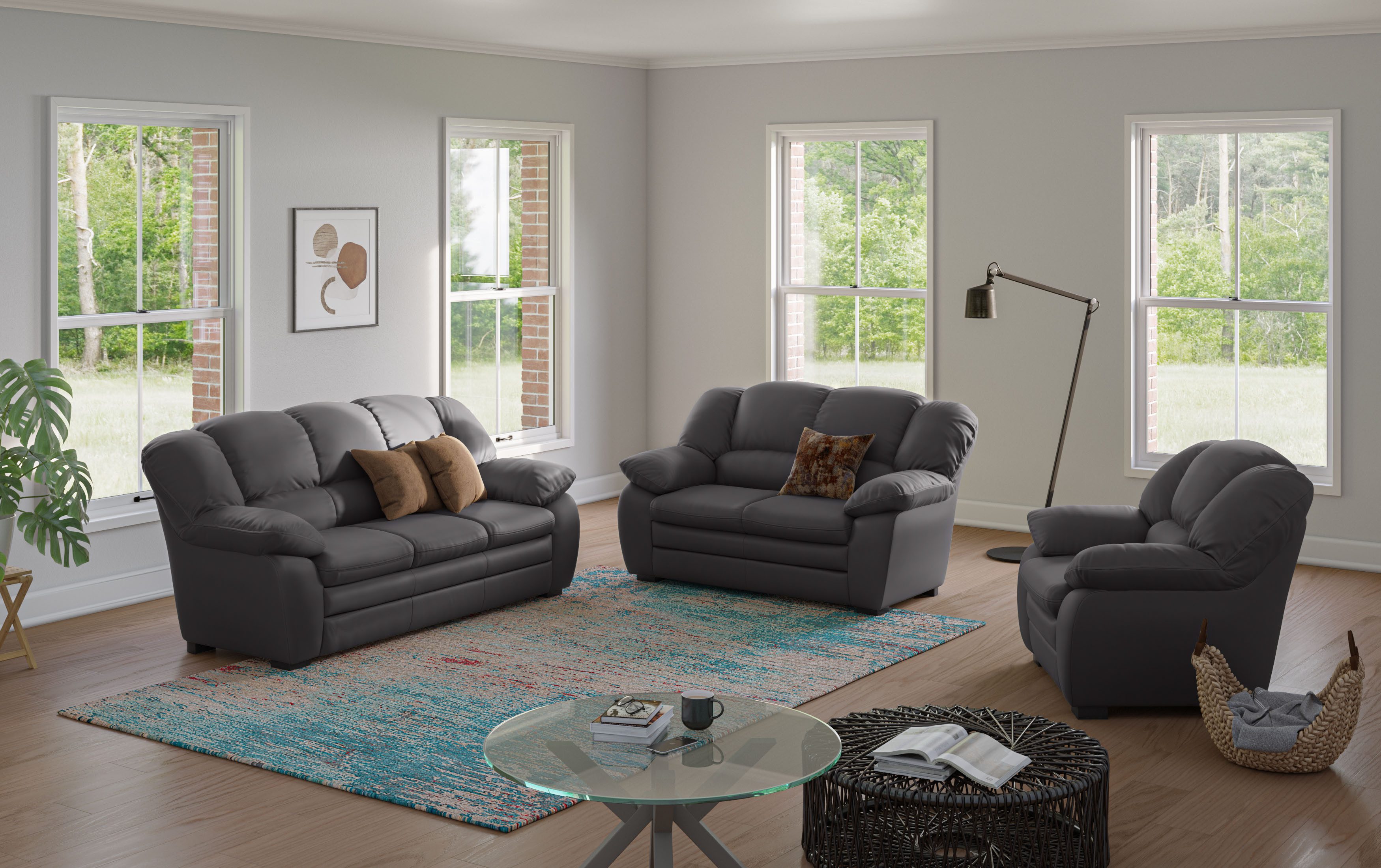 COTTA Polstergarnitur Casino, Sofa Set, 3-2-1 Sitzer, Wohnzimmer Garnitur, (Set, 3-tlg), Sessel, 2-Sitzer, 2,5-Sitzer, hohe Rückenlehne