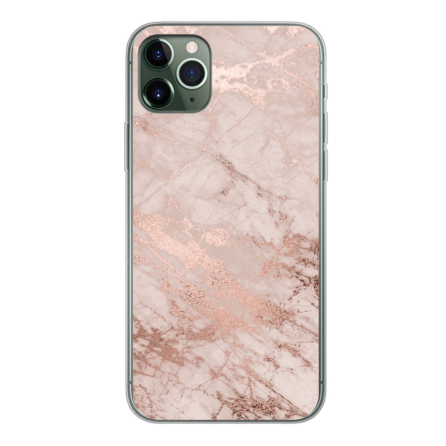 MuchoWow Handyhülle für Apple iPhone 11 Pro Max Marmor - Rosa - Luxus - Marmoroptik - Glit, Smartphone-Bumper, Print, Handy Schutzhülle Dünn