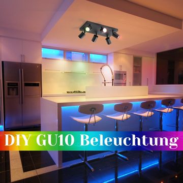 ZMH LED Deckenstrahler 6 Flammig Modern GU10 Spots 330° Schwenkbar Deckenspots Flur Küche, Hochwertige Matreial, LED fest integriert, Wandstrahler für Wohnzimmer Schlafzimmer, Ohne Leuchtmittel, Schwarz