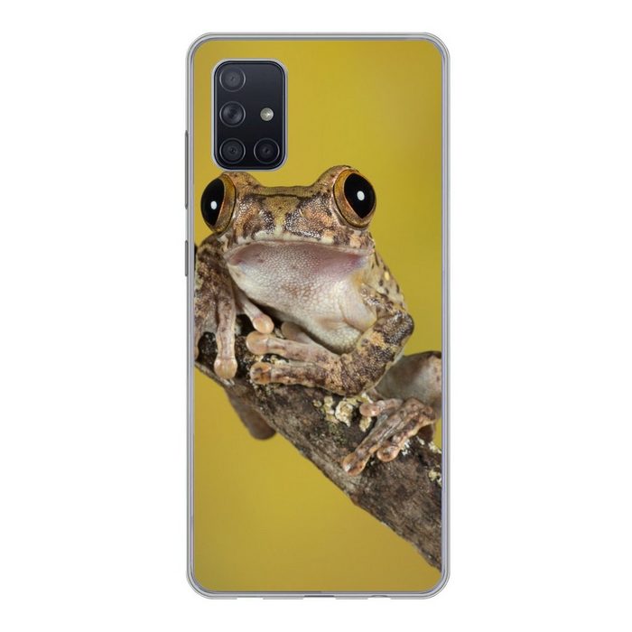 MuchoWow Handyhülle Frosch - Zweig - Gelb Phone Case Handyhülle Samsung Galaxy A71 Silikon Schutzhülle