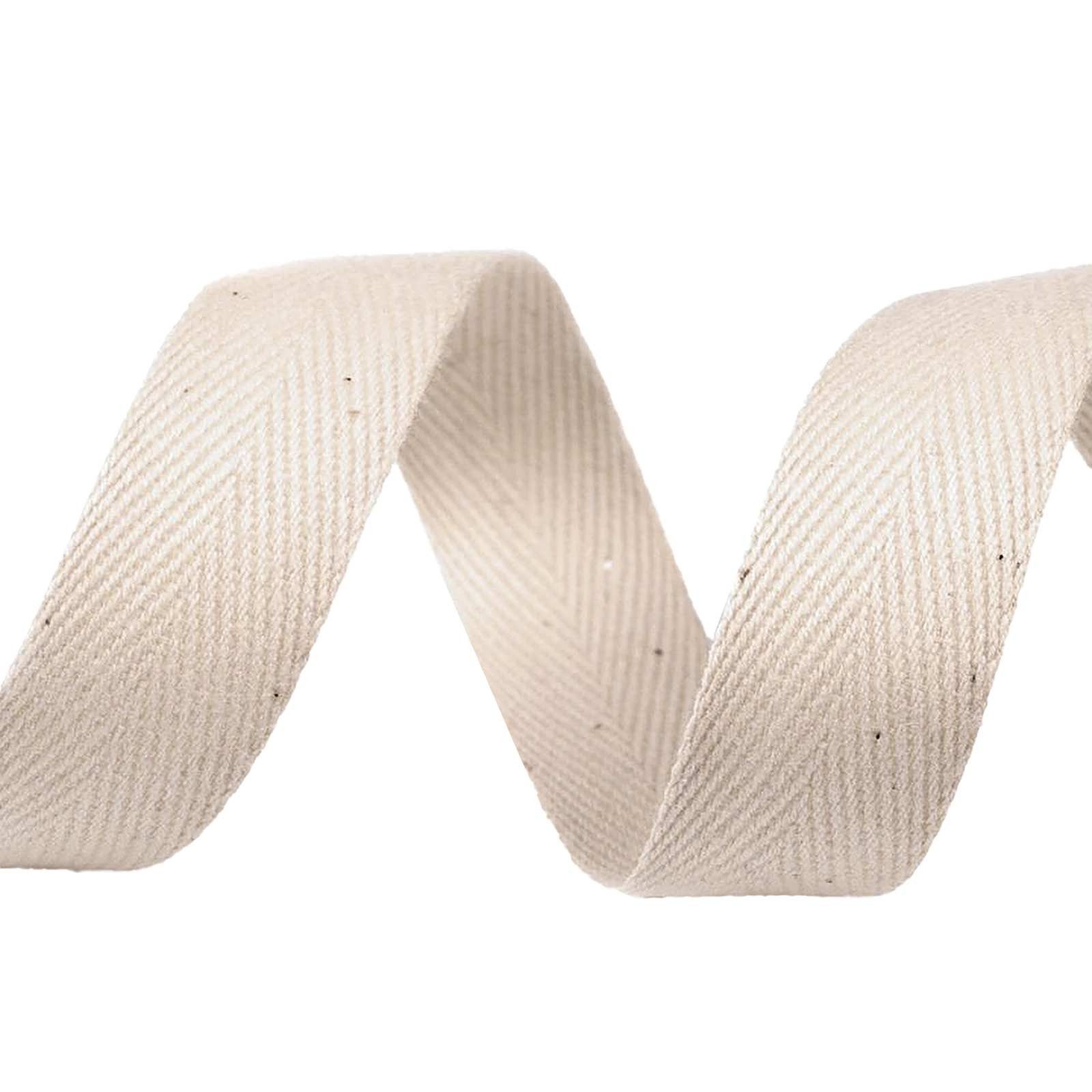 maDDma Webband 5m Köperband Baumwoll-Band 20mm Einfassband Kantenband Dekoband, ecru