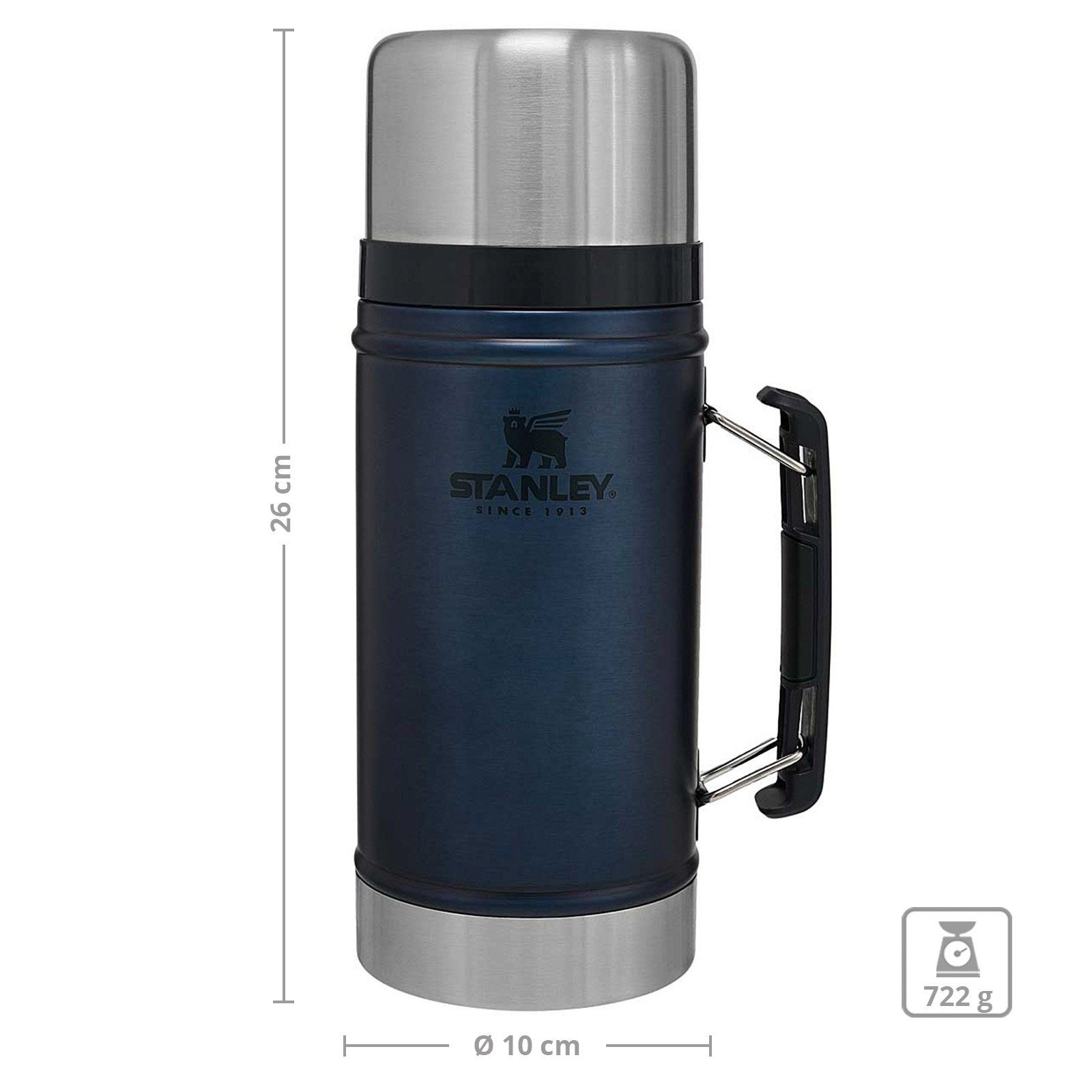 Edelstahl STANLEY Behälter Isolierbehälter Food 18/8, Thermo, Thermobehälter Classic Blau Essen 0,94L Griff Container