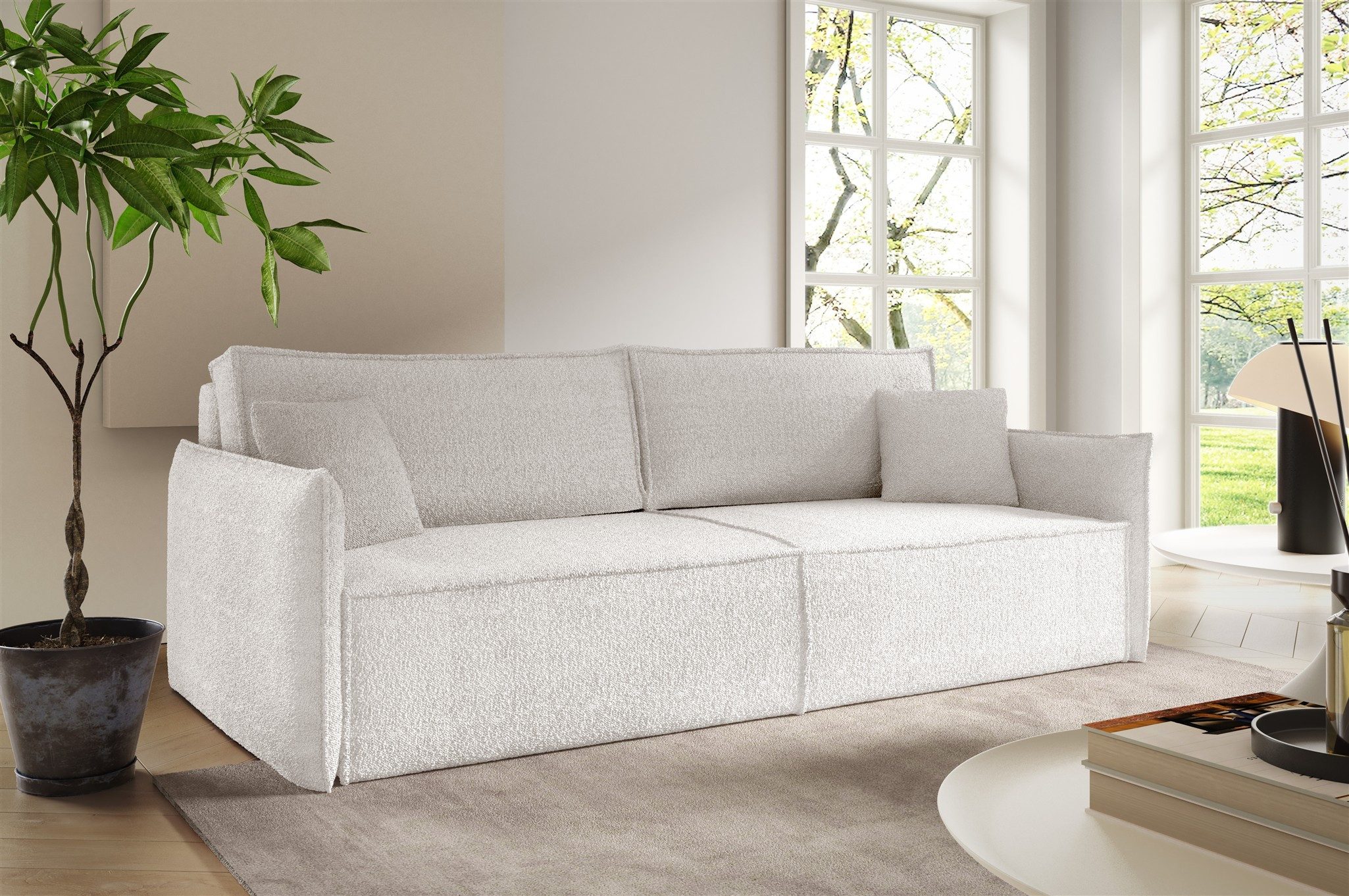 Fun Möbel 3-Sitzer Sofa FUN COSME mit Schlaffunktion in Stoff Abriamo, inkl. Bettkasten, 2 Zierkissen und 2 Rückenkissen, Rundumbezug und ausziehbare Liegefläche