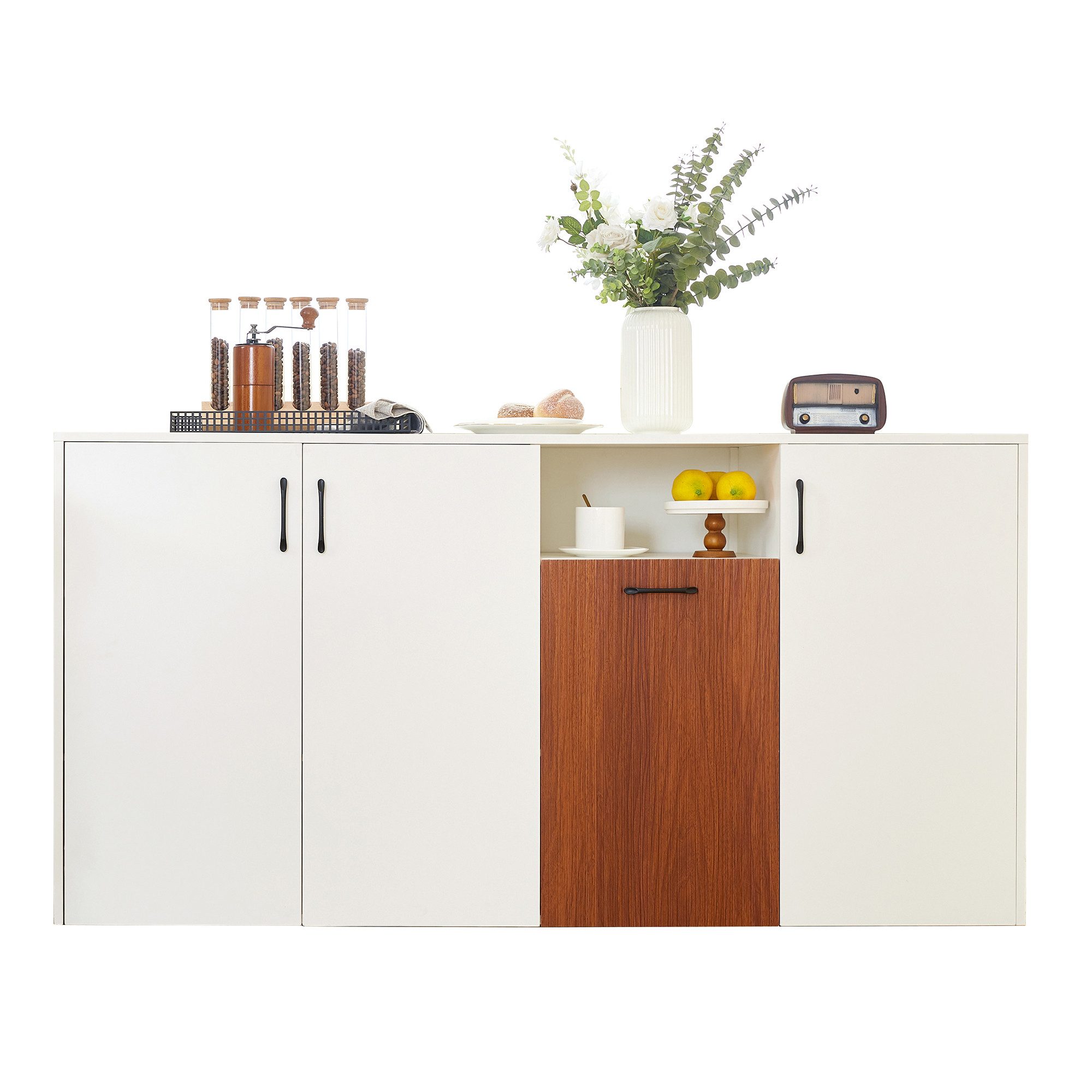 KLAM HOME Sideboard Schrank freistehender Holzschrank günstig online kaufen