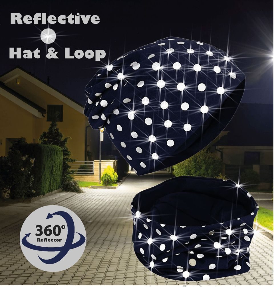 HECKBO Mütze & Schal Kinder Mütze & Loop-Schal Set mit Reflektoren Punkte – Bild 2 von 5