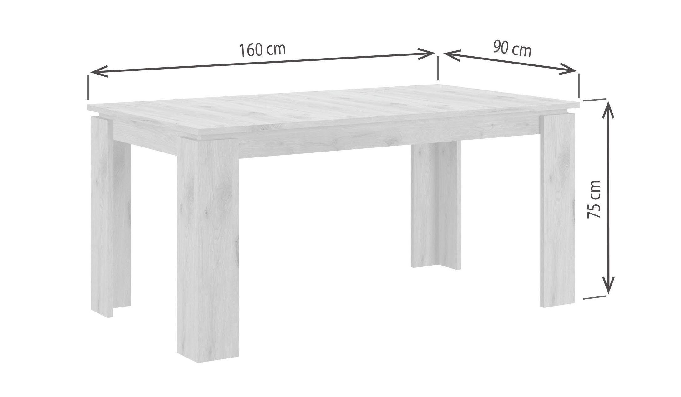Home affaire Esstisch Kalmar, rechteckig, 160 cm ausziehbar auf 200 cm, inkl. Einlegeplatte, Esszimmertisch, Tisch, Küchentisch, dining table