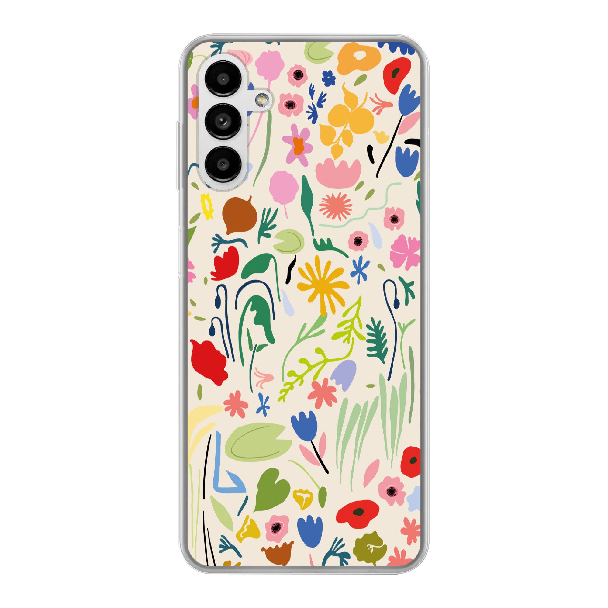 MuchoWow Handyhülle für Samsung Galaxy A04s Blumen - Muster - Pflanzen, Handy Case, Silikon, Bumper Case Dünn