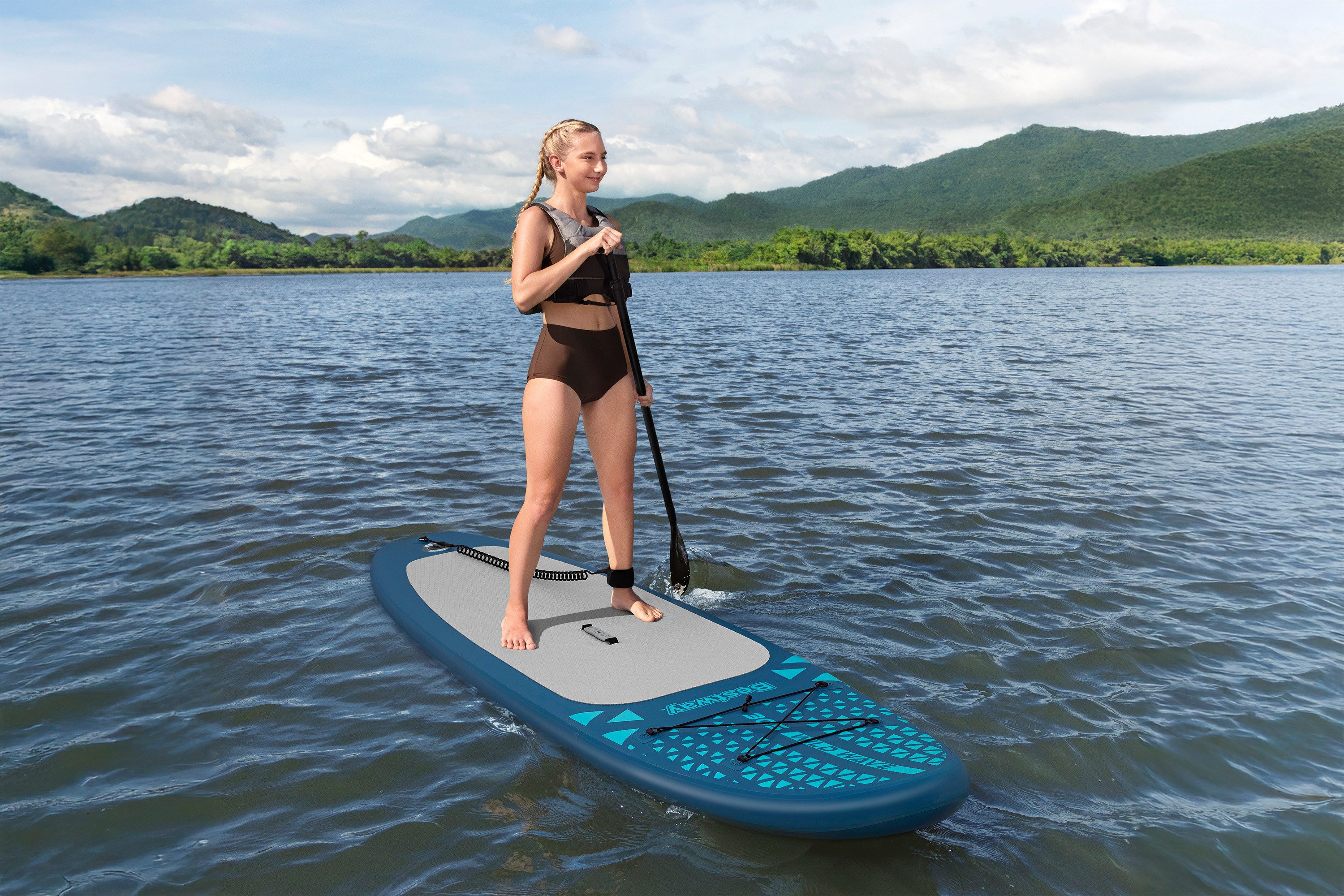Bestway SUP-Board Wildwave™, Freizeit, (Set, Inkl. Pumpe, Paddel, Transportrucksack), 305 x 76 x 12 cm
