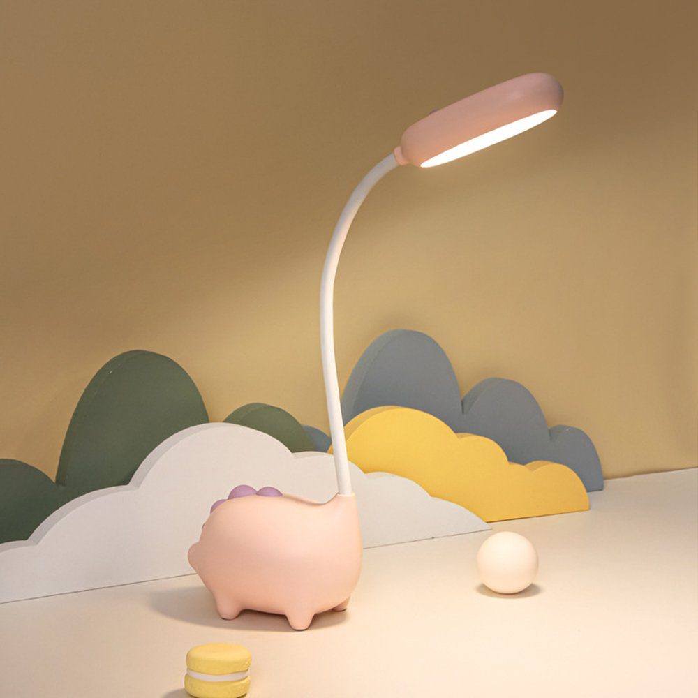 GelldG LED Schreibtischlampe Schreibtischlampe für Kinder, Dimmbare Nachttischlampe rosa
